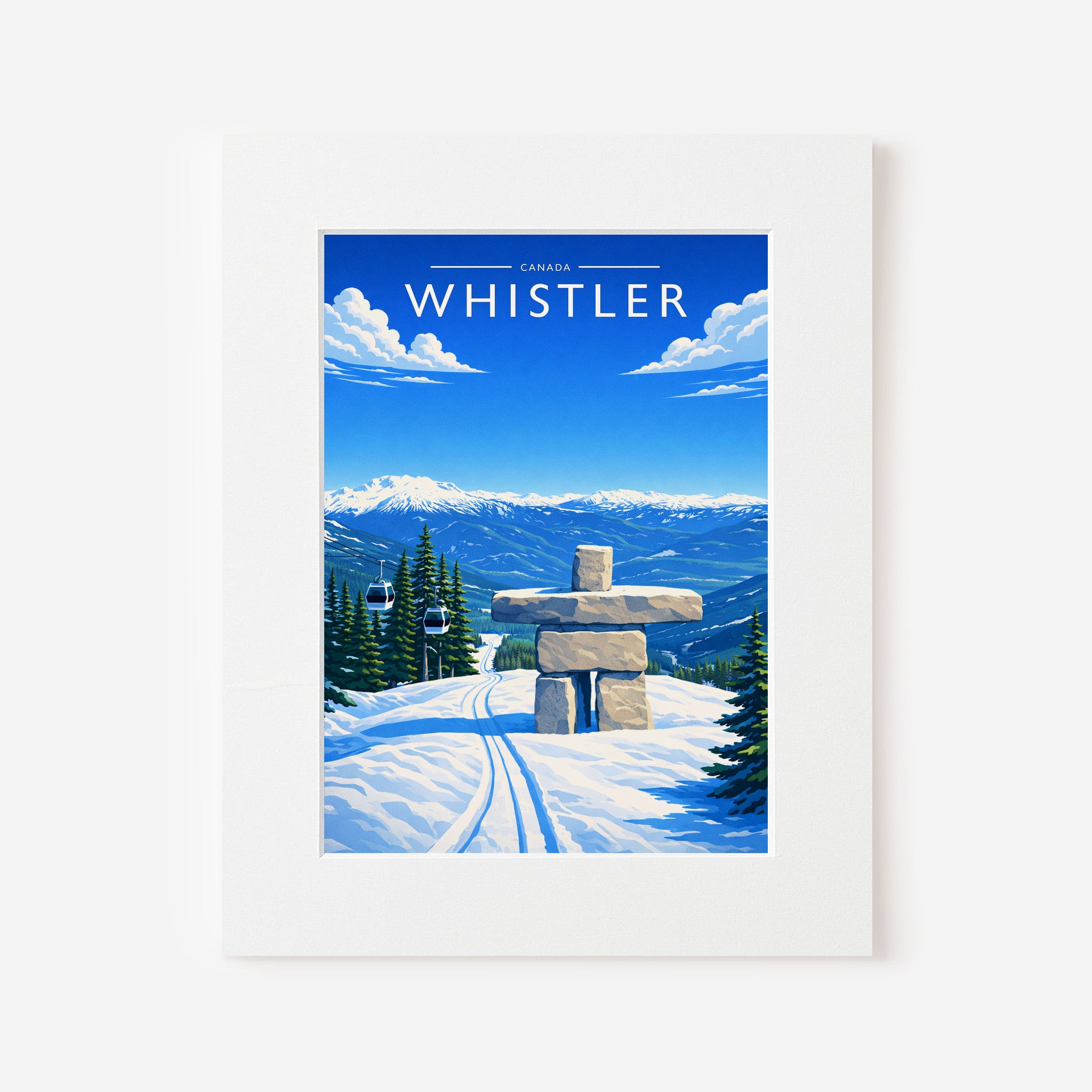 Whistler #2 Travel Poster in a white mount