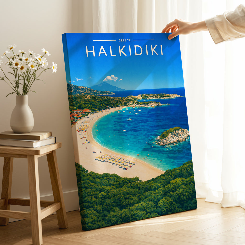Halkidiki Travel Poster as a gallery-wrapped canvas