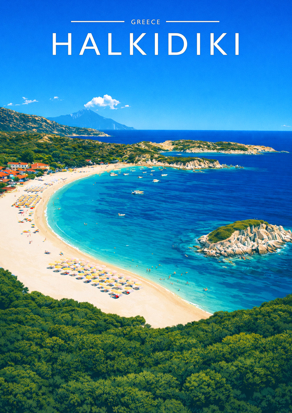 Halkidiki Travel Poster - A4 travel poster print
