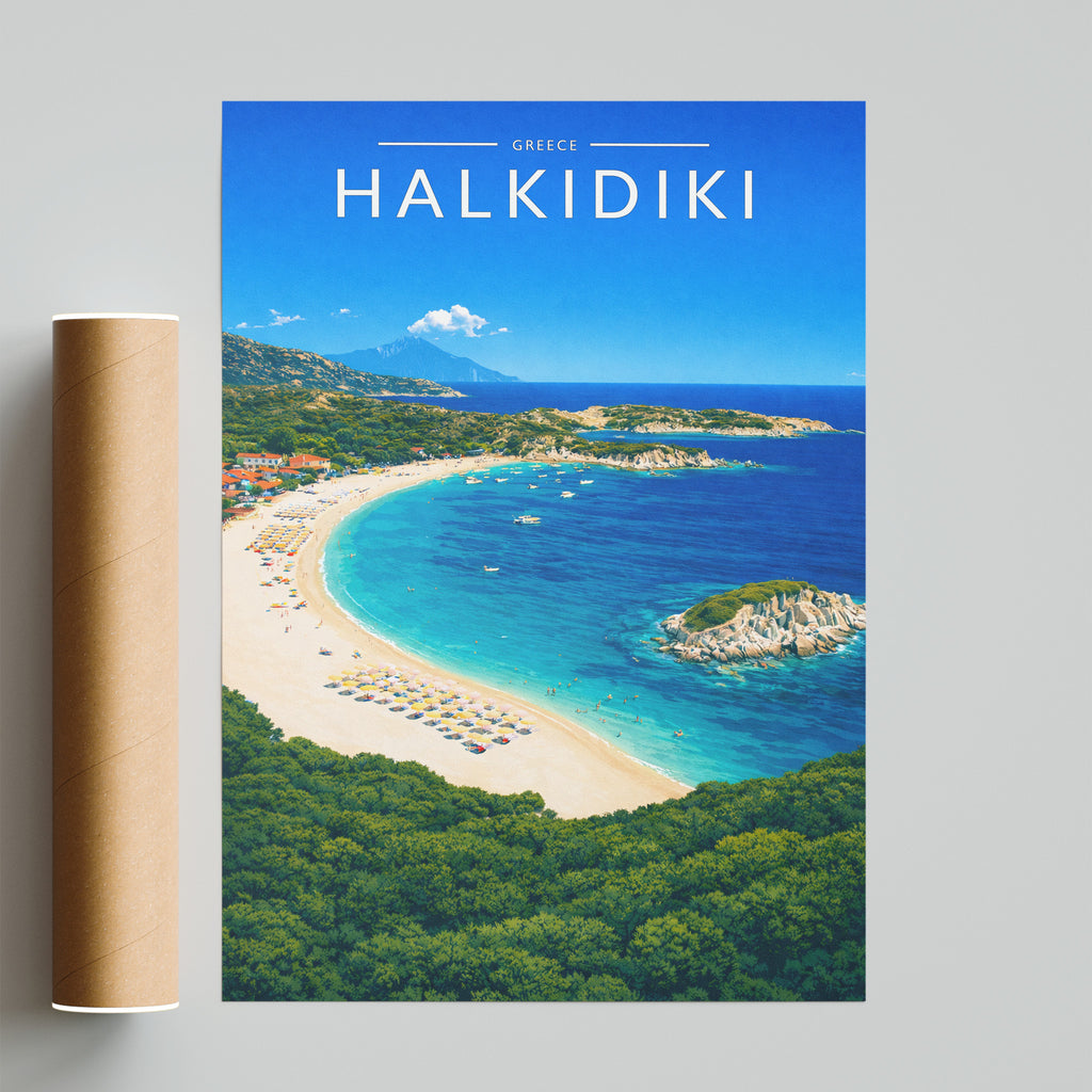 Halkidiki Travel Poster - fine art print with shipping tube
