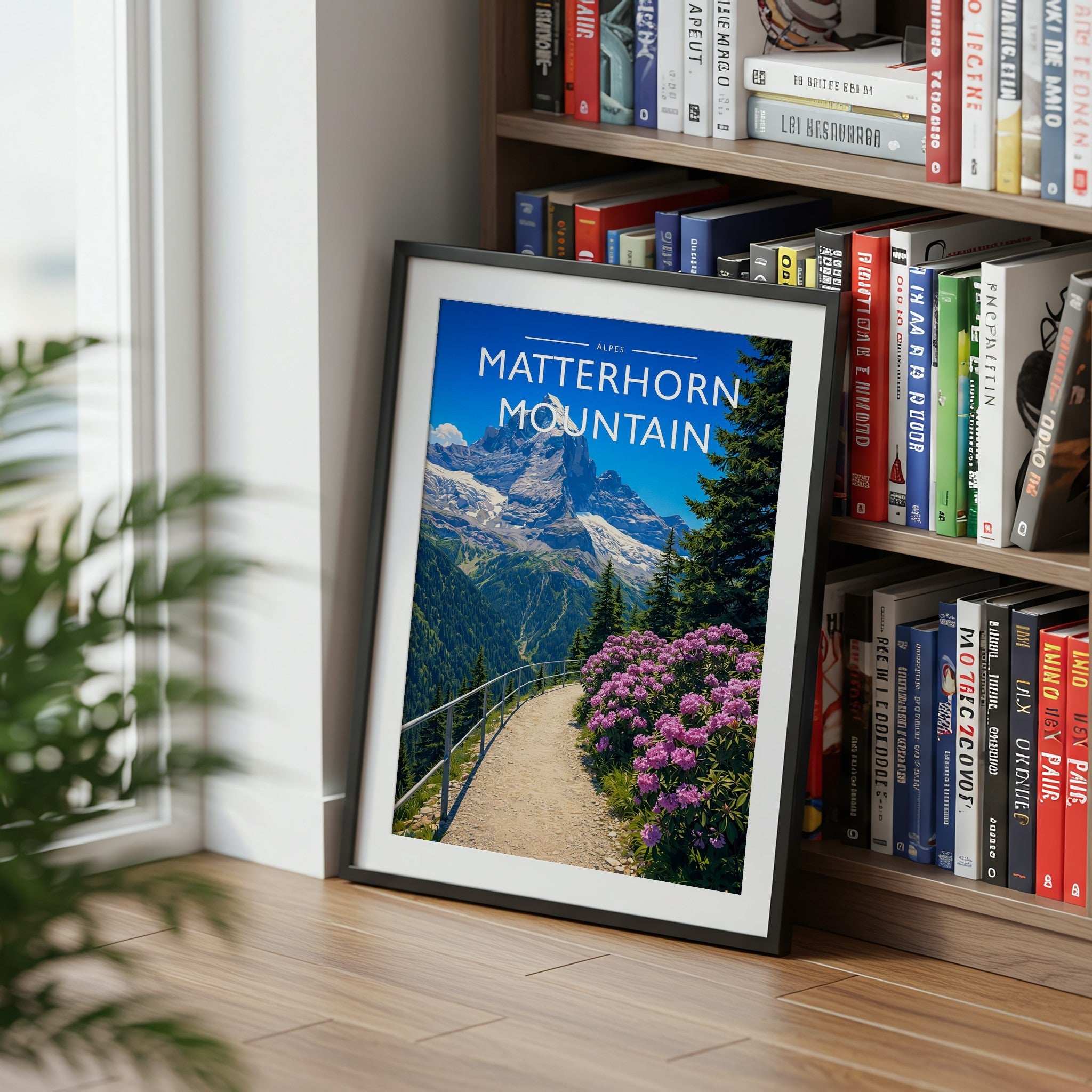 Matterhorn Mountain Travel Poster mounted in a black frame