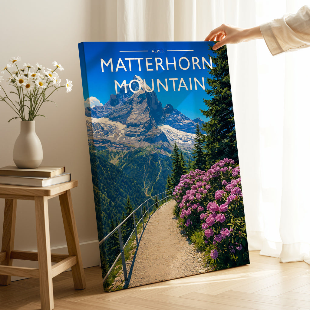 Matterhorn Mountain Travel Poster as a gallery-wrapped canvas
