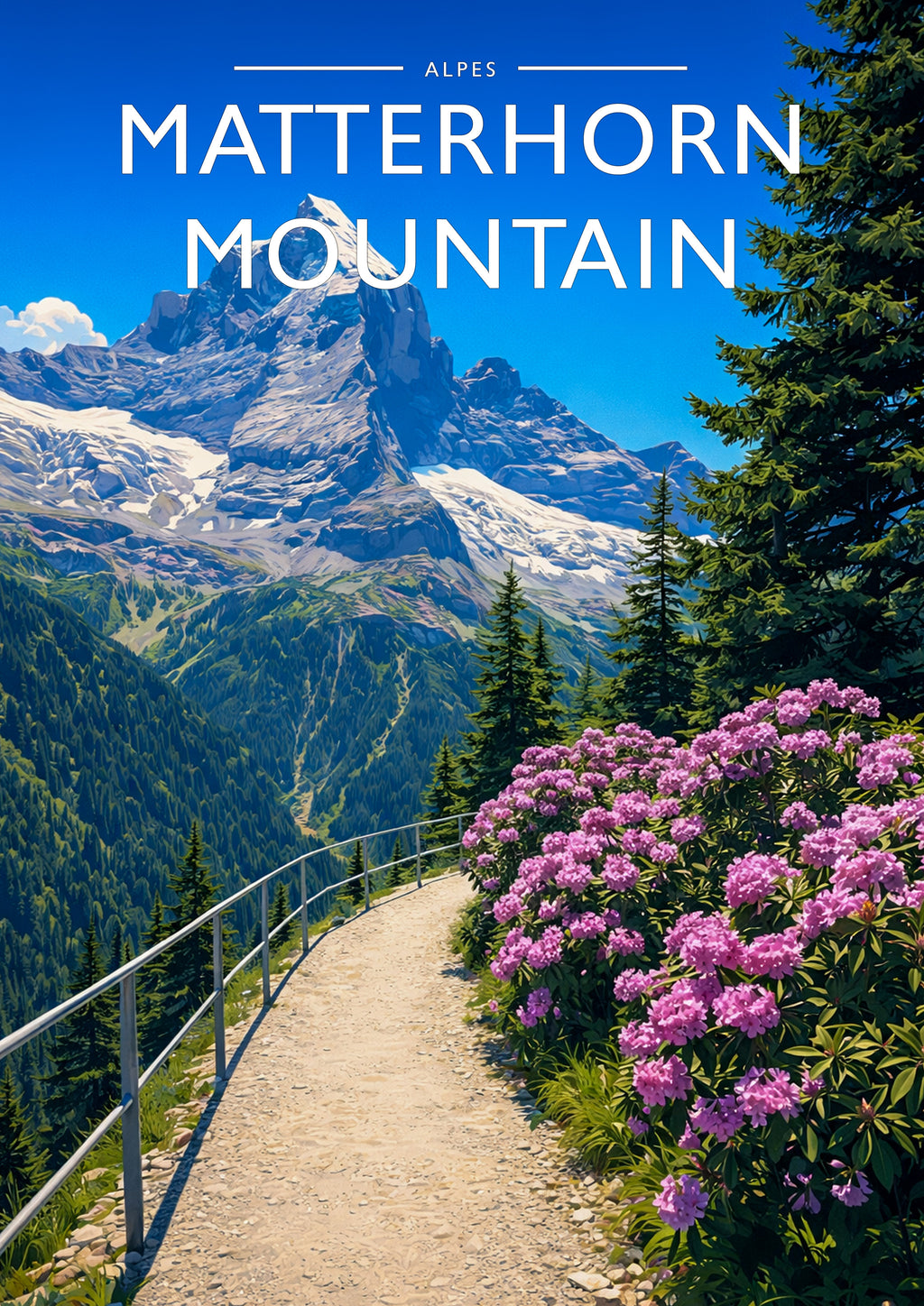 Matterhorn Mountain Travel Poster - A4 travel poster print