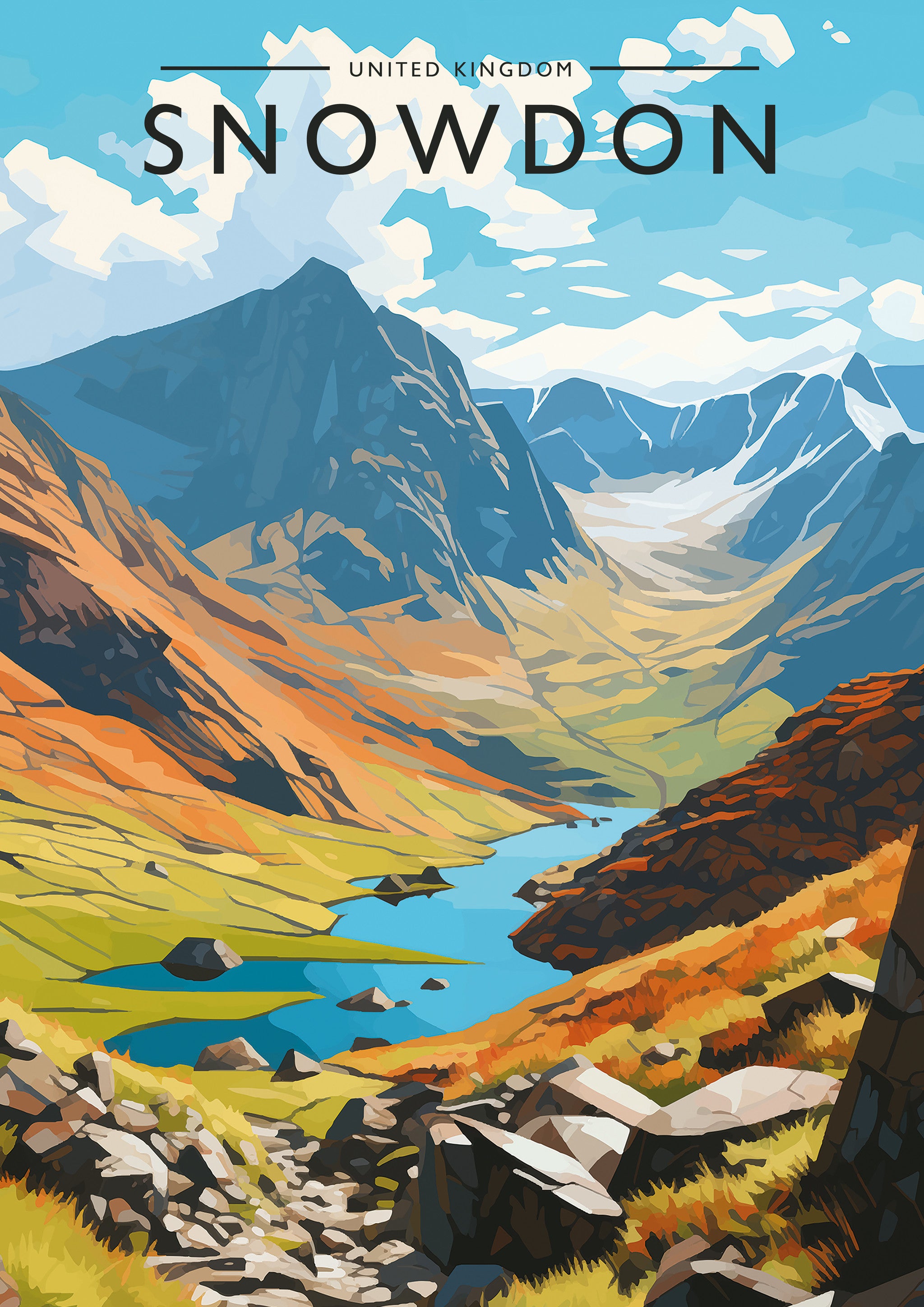 Snowdon Travel Poster - A4 travel poster print