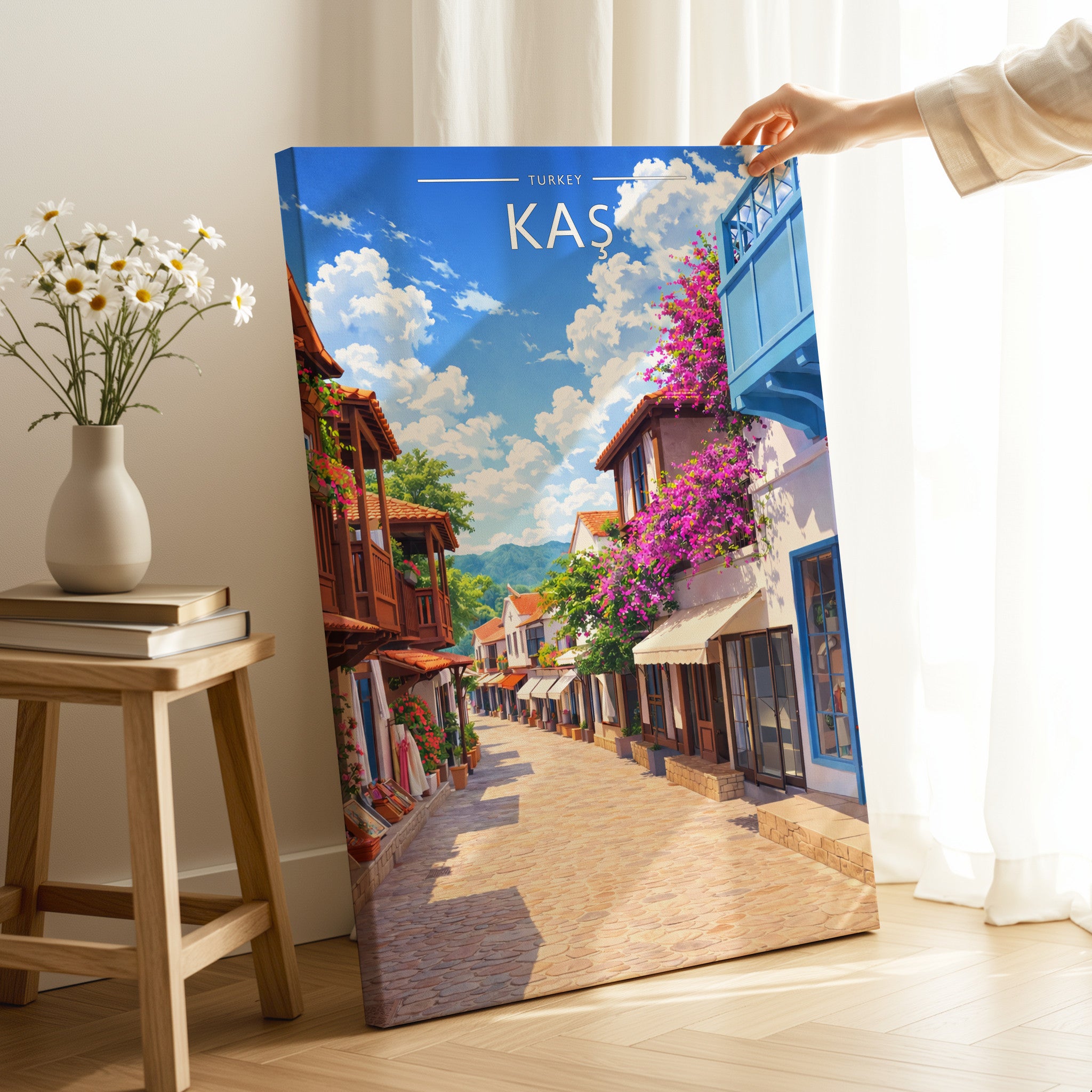 Kaş Travel Poster as a gallery-wrapped canvas