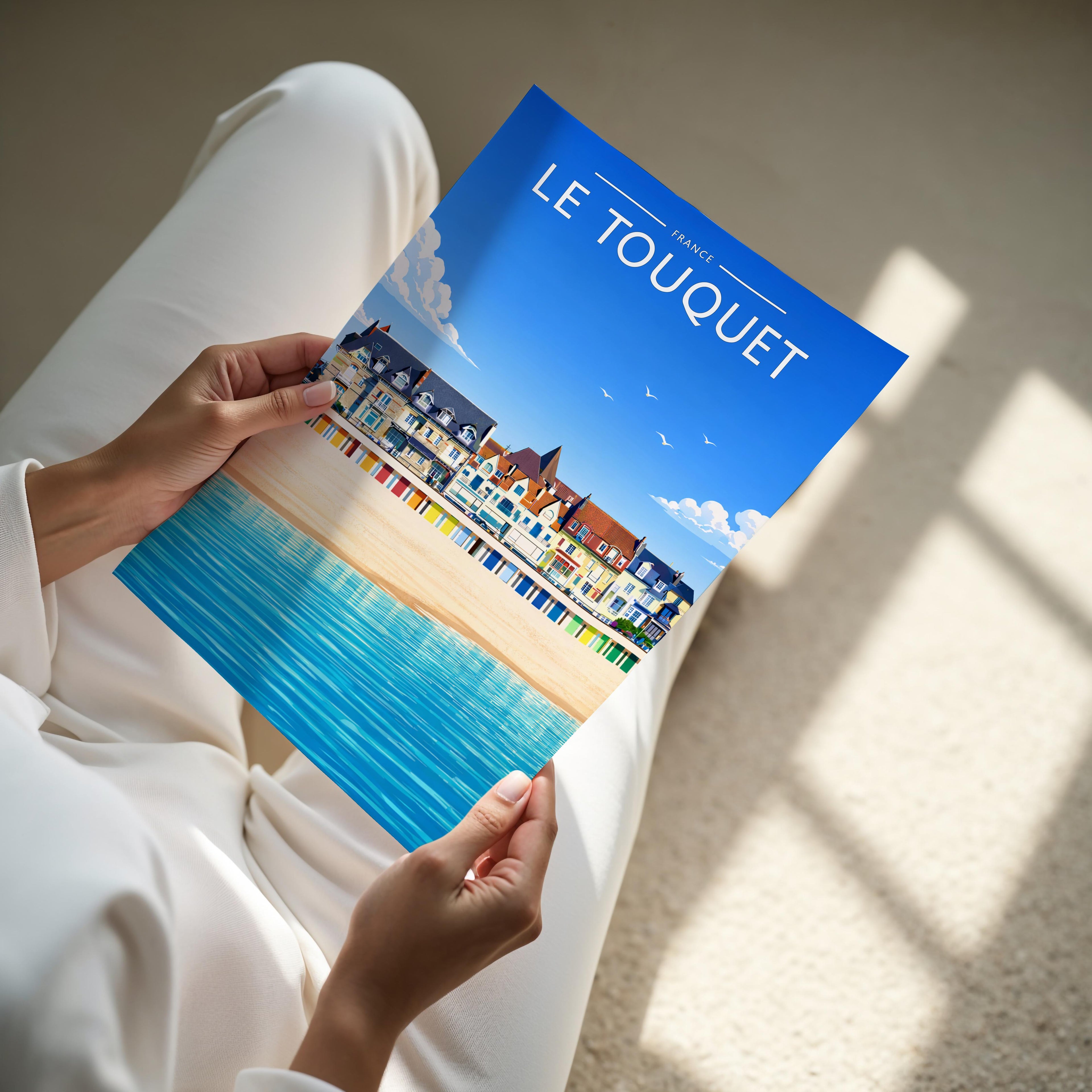 Le Touquet Travel Poster - A4 print held in hand