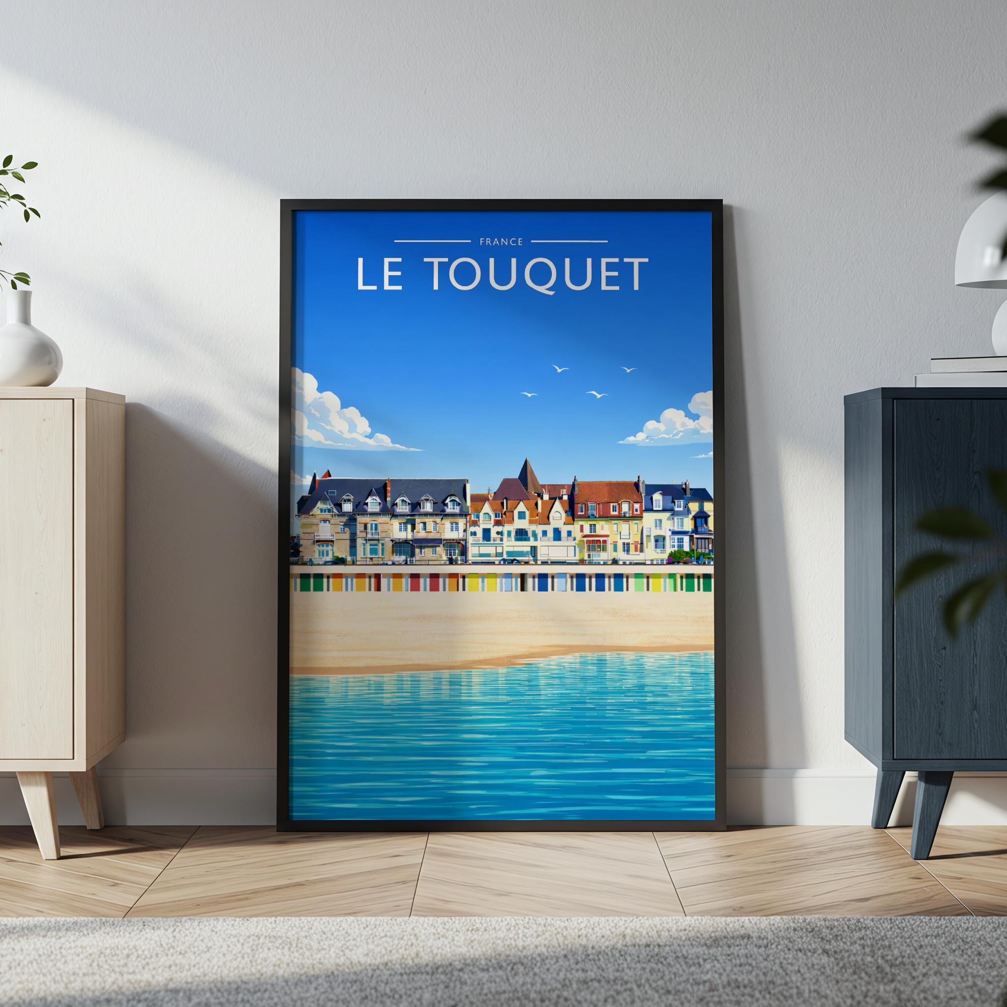 Le Touquet Travel Poster in a black frame