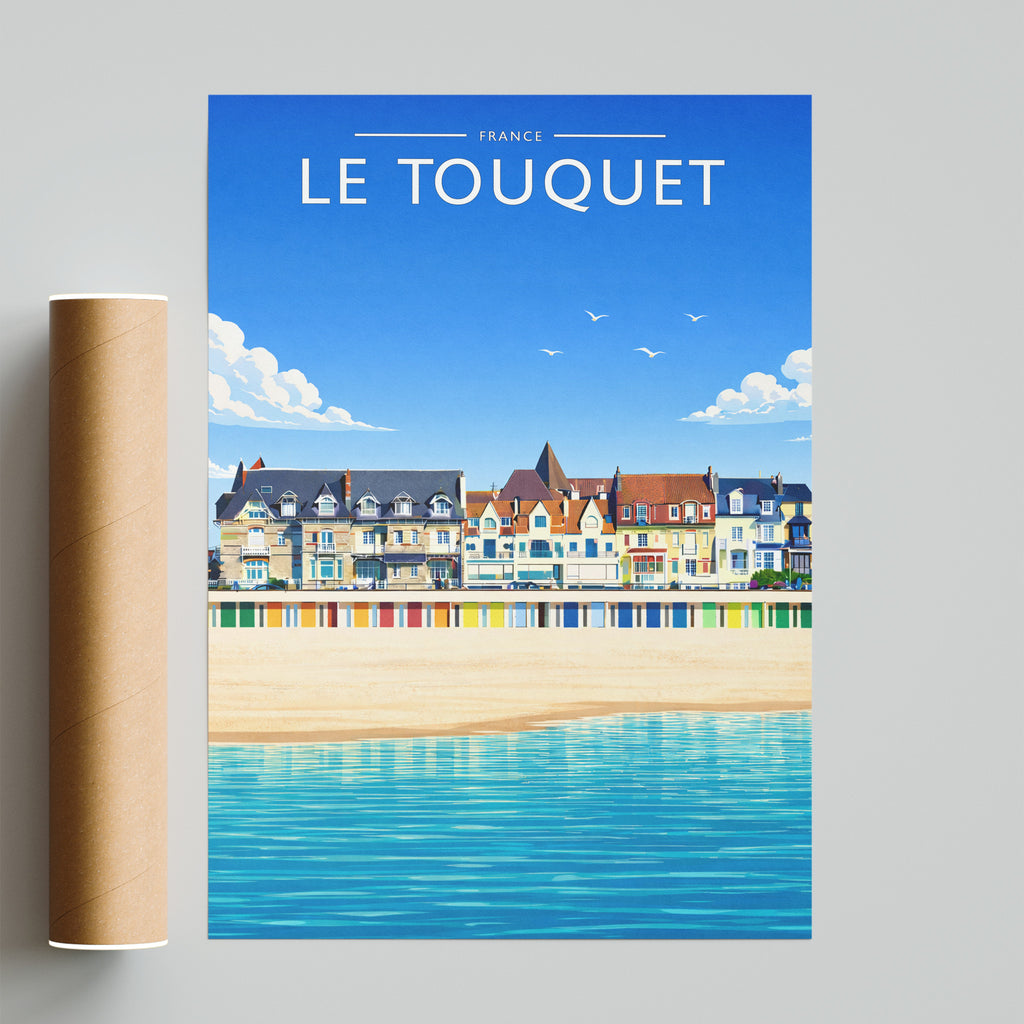 Le Touquet Travel Poster - fine art print with shipping tube
