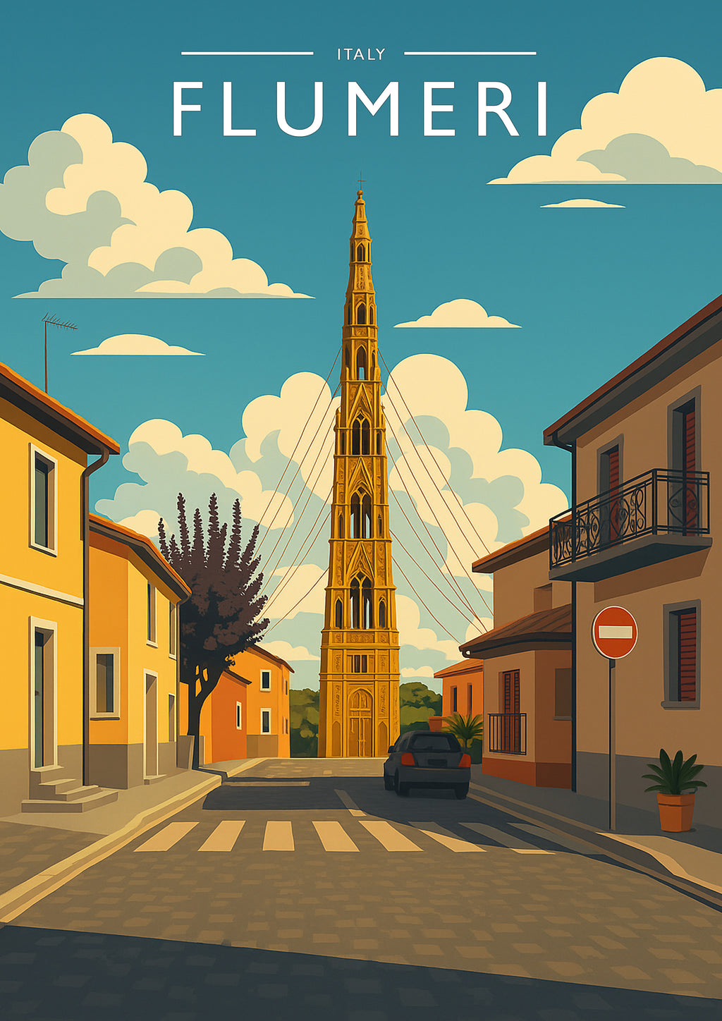 Flumeri Travel Poster - A4 travel poster print