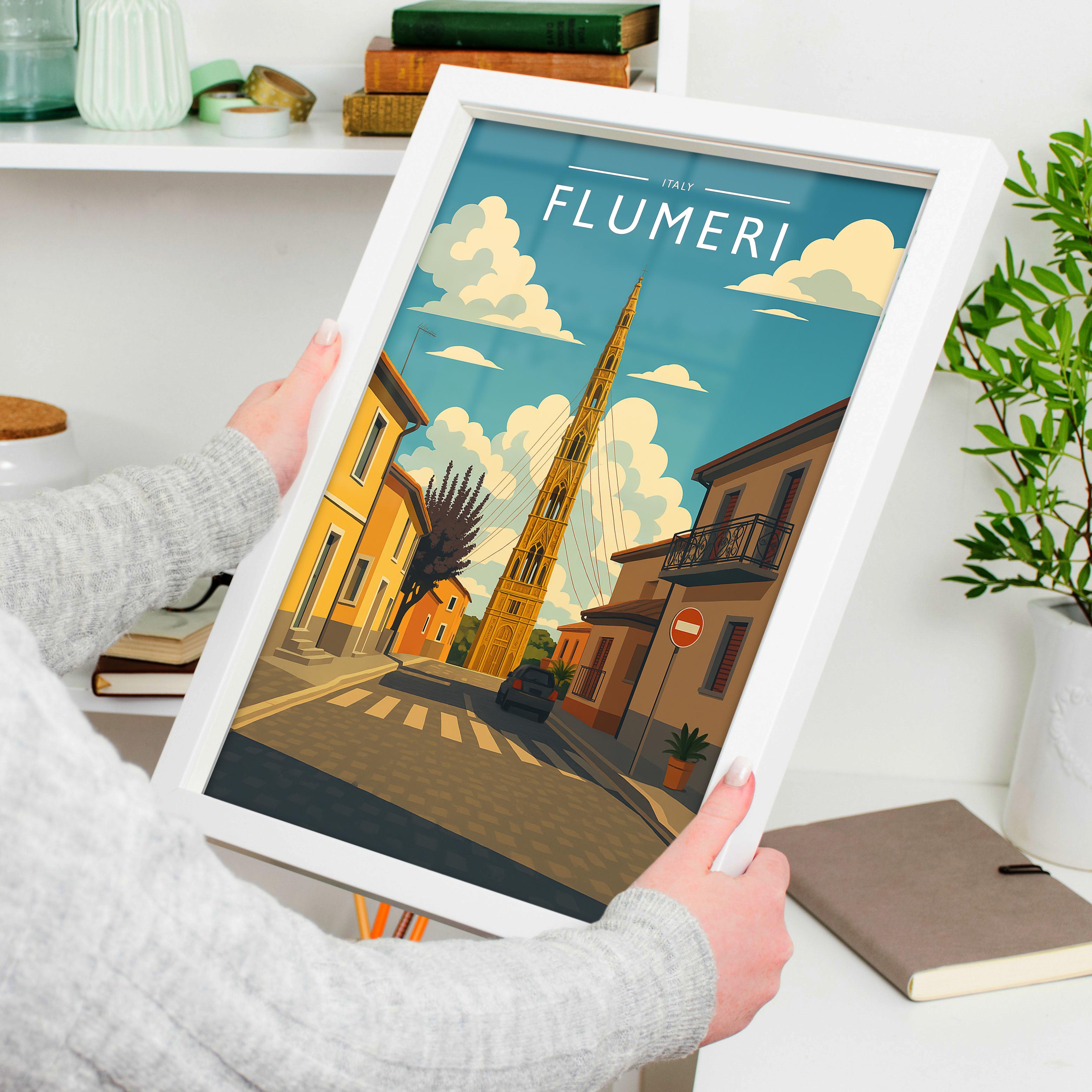 Flumeri Travel Poster held in a white frame