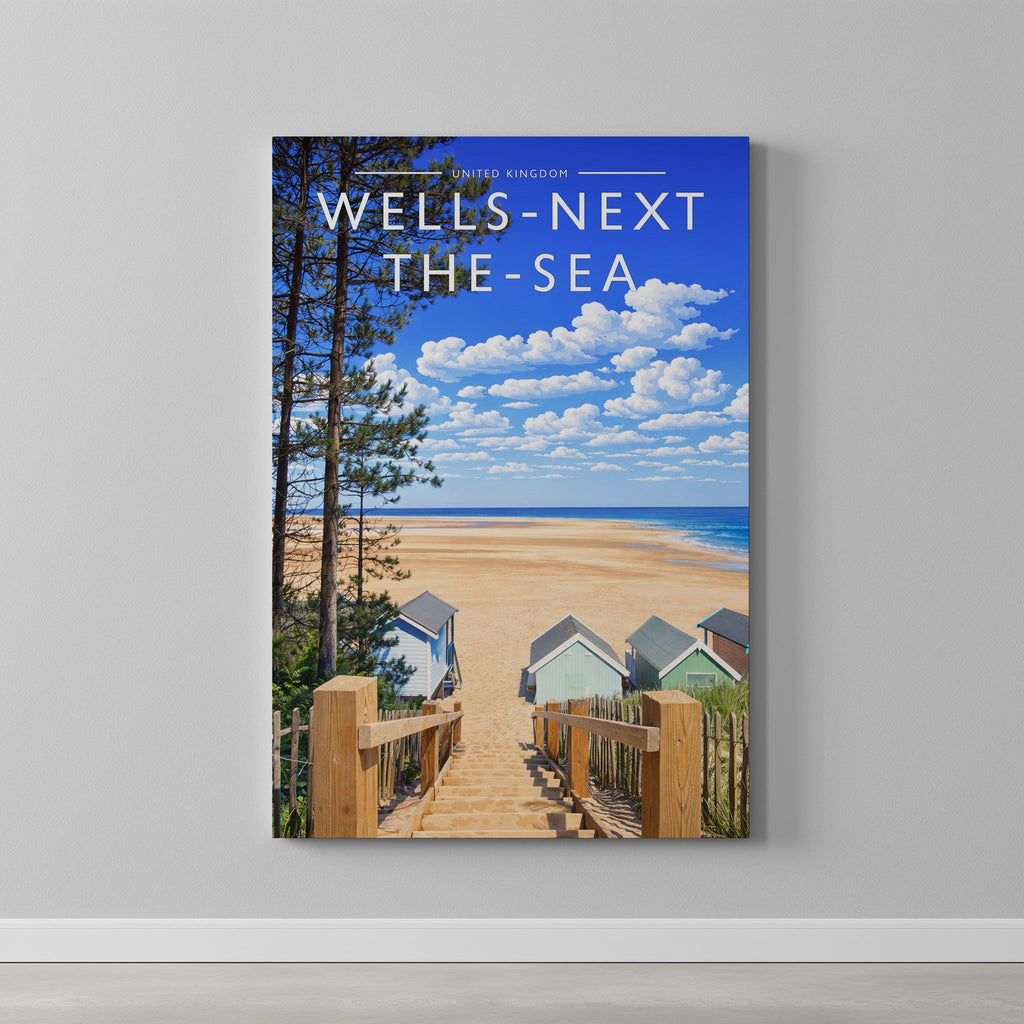 Wells-next-the-Sea #2 Travel Poster as a gallery-wrapped canvas on a plain wall