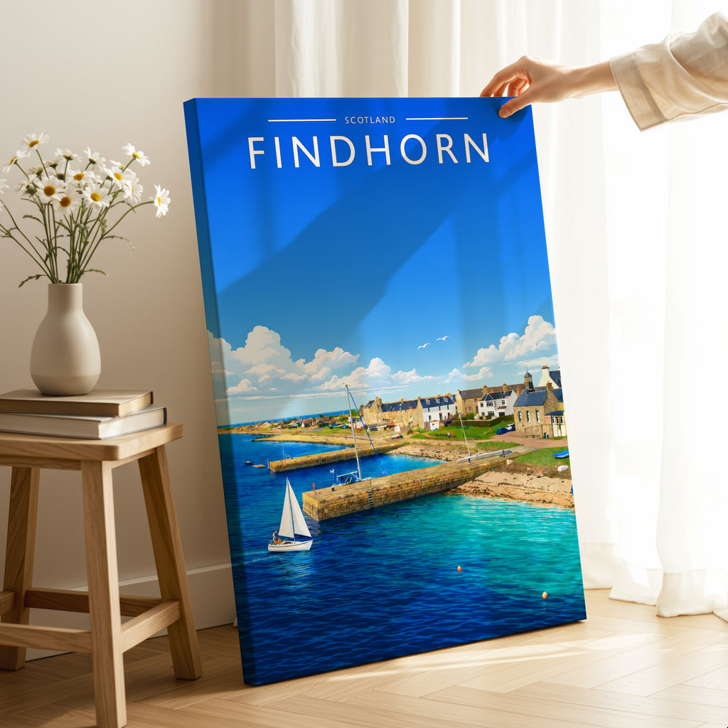 Findhorn Travel Poster as a gallery-wrapped canvas