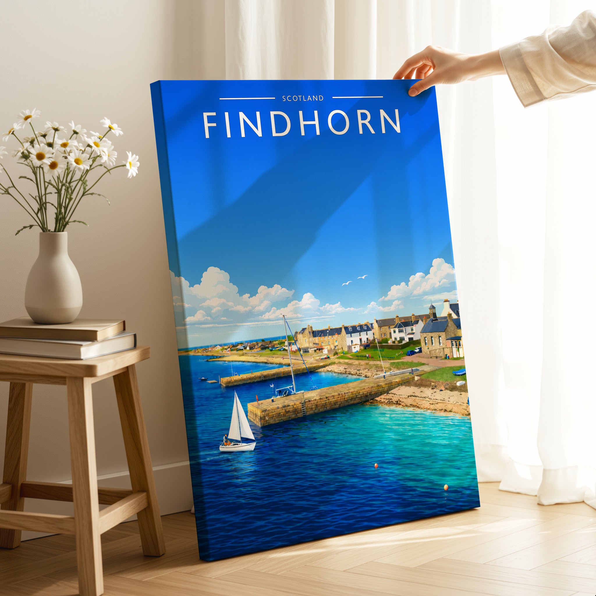Findhorn Travel Poster as a gallery-wrapped canvas