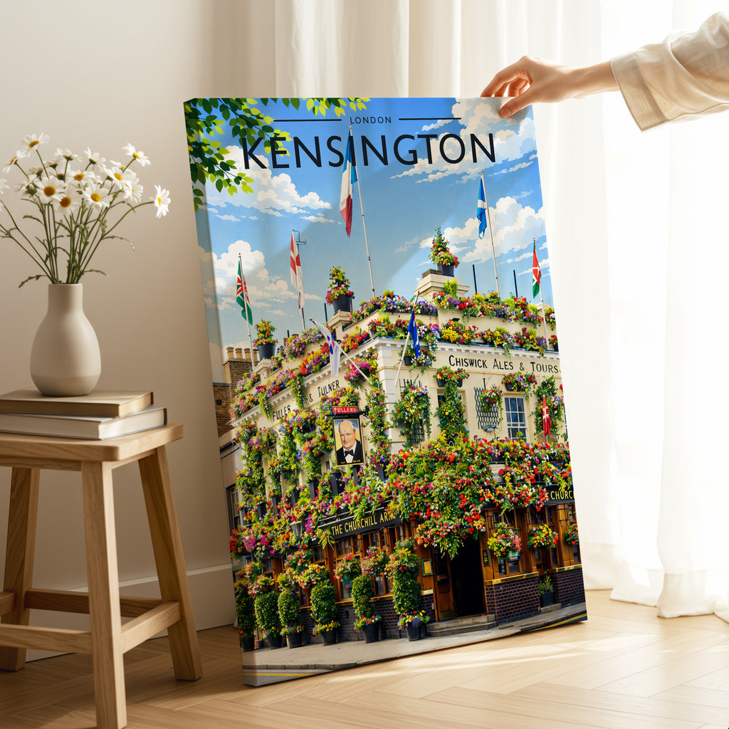 Kensington #2 Travel Poster as a gallery-wrapped canvas
