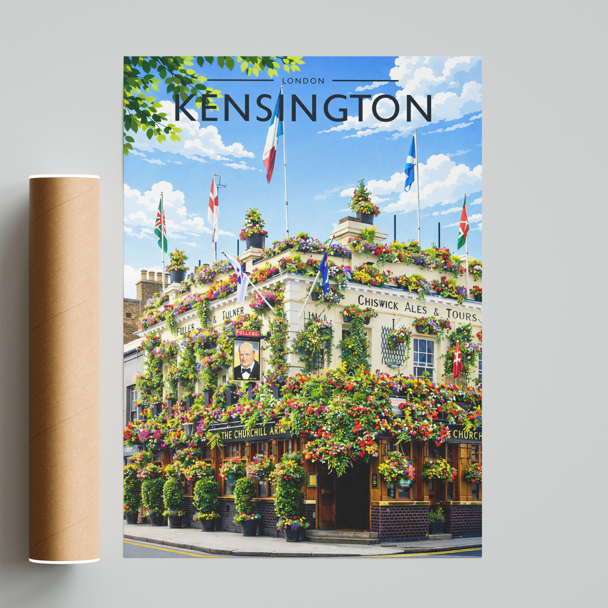 Kensington #2 Travel Poster - fine art print with shipping tube