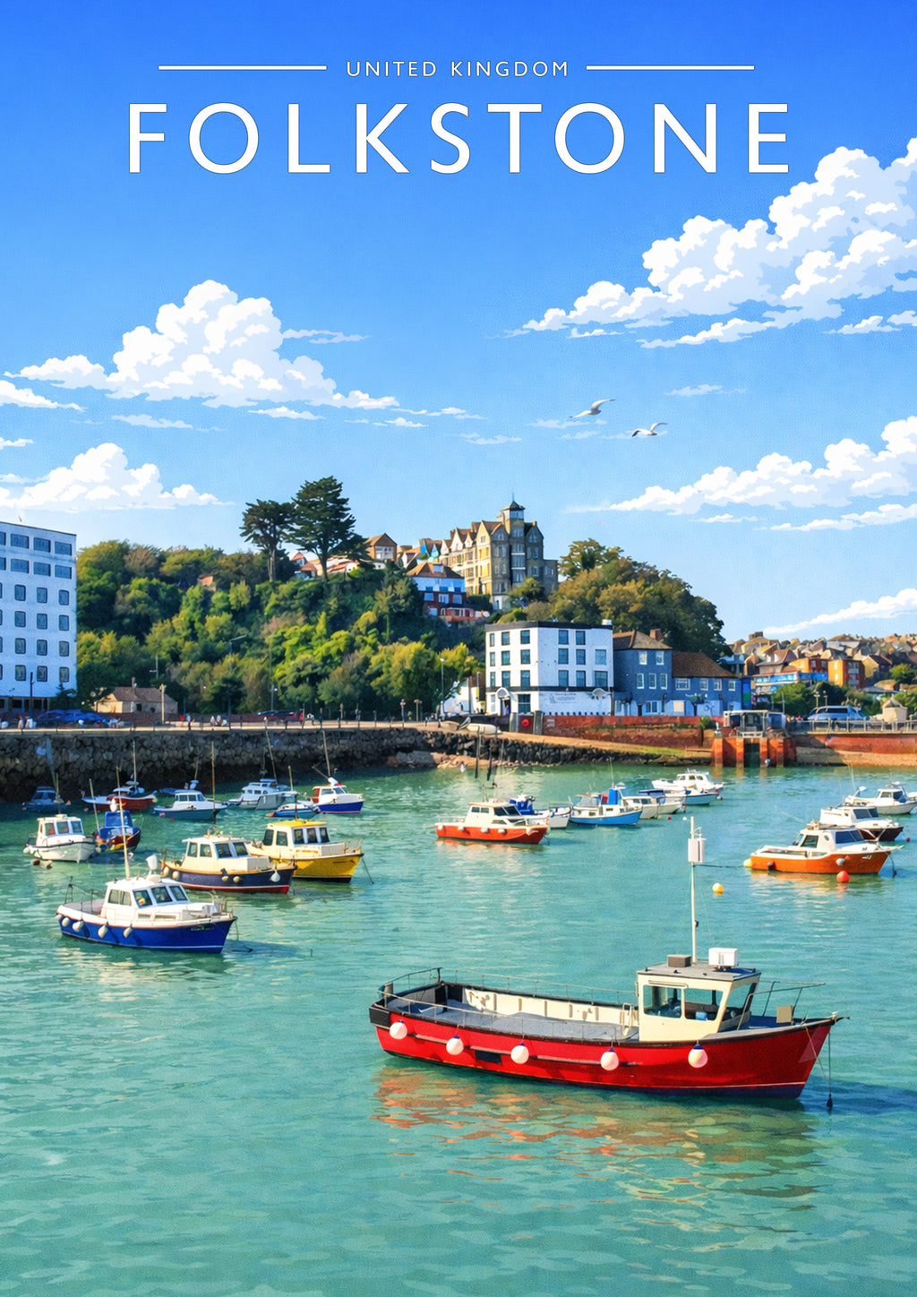 Folkestone Travel Poster - A4 travel poster print