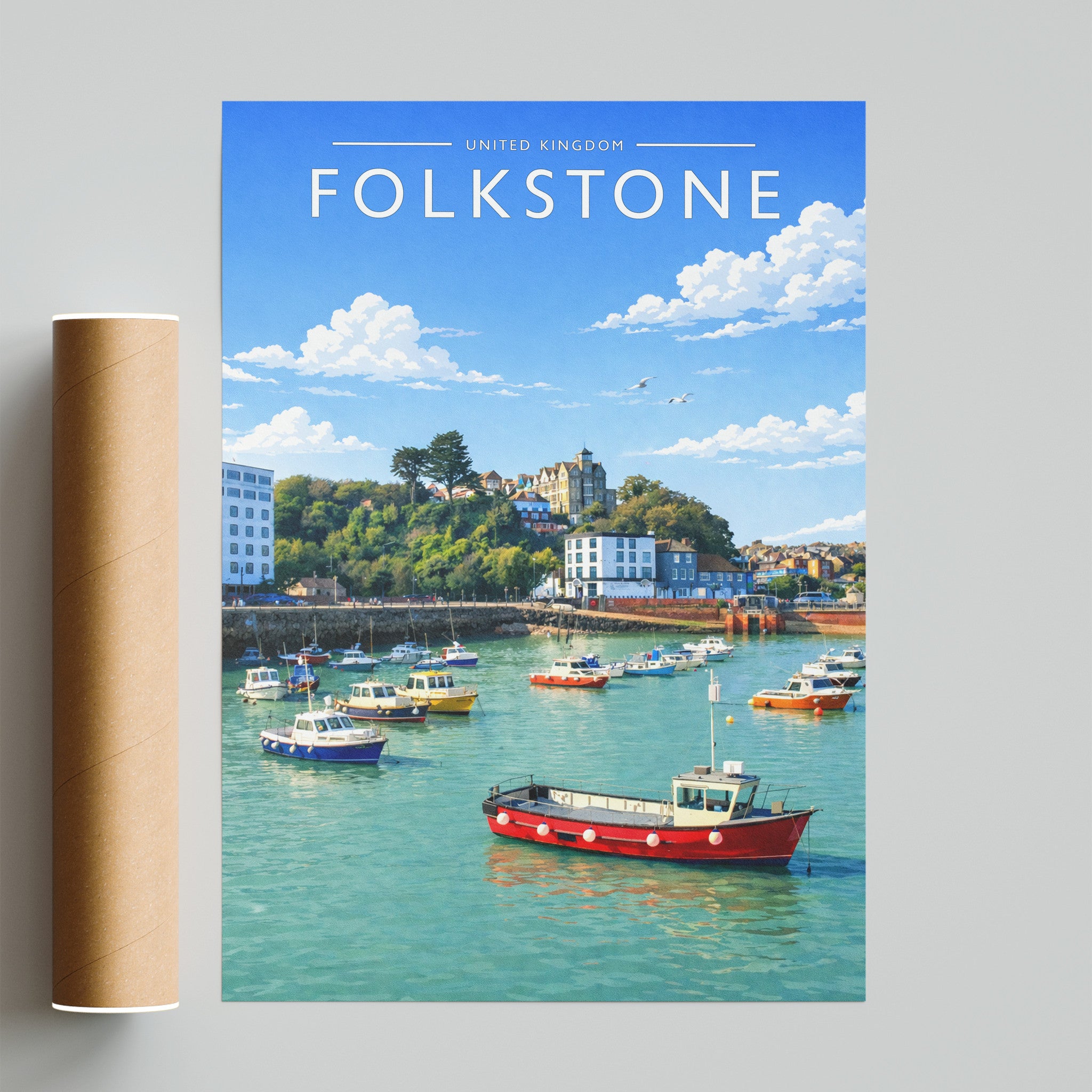 Folkestone Travel Poster - fine art print with shipping tube