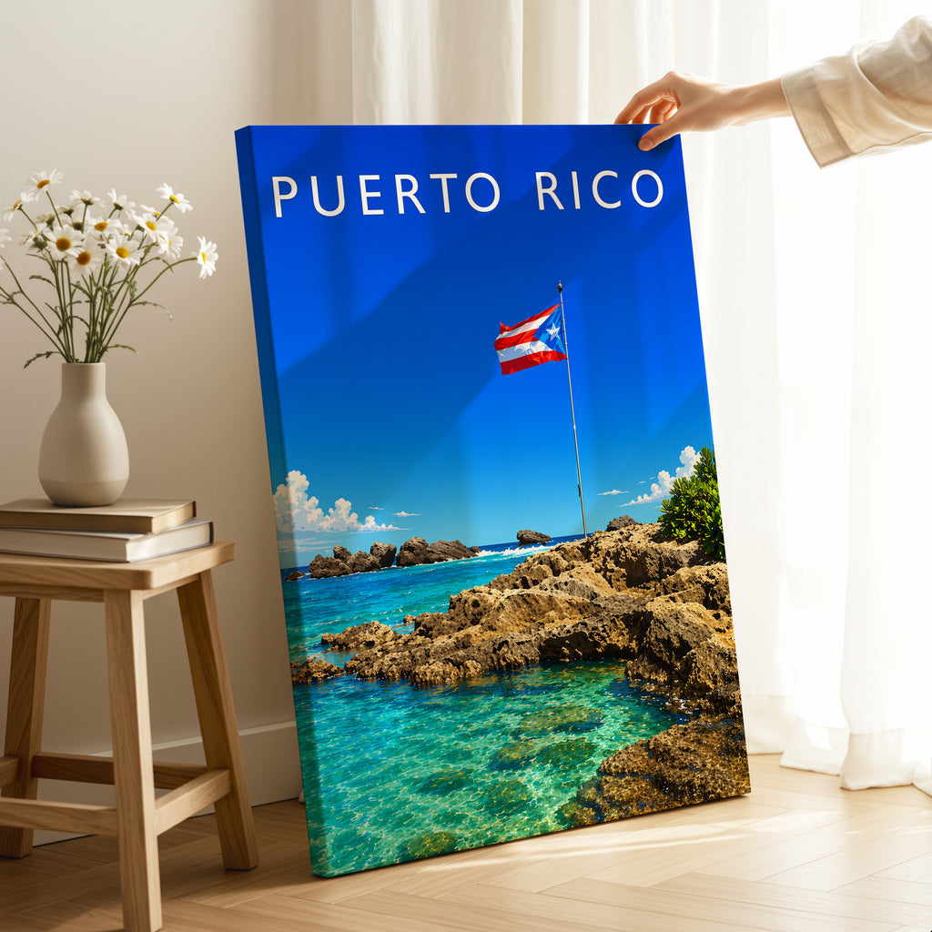 Puerto Rico Travel Poster as a gallery-wrapped canvas