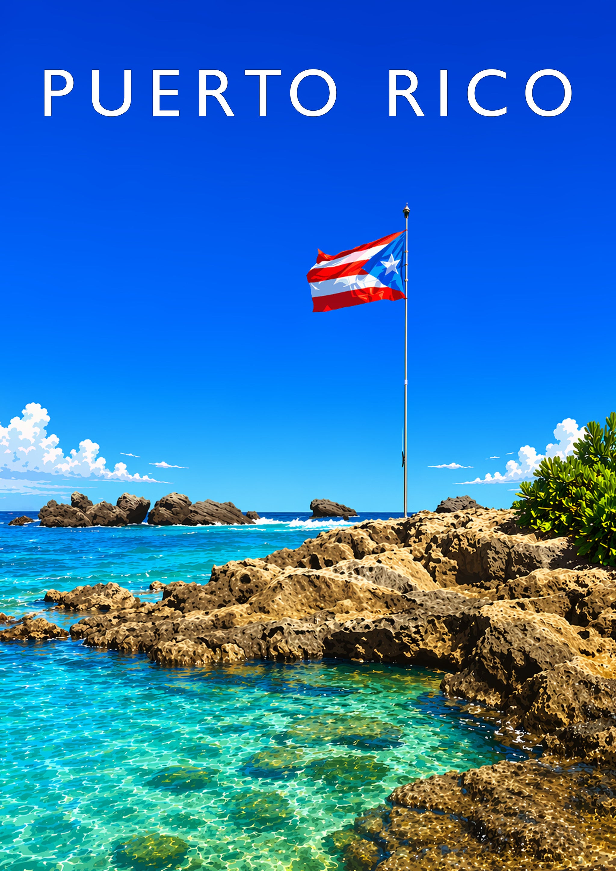 Puerto Rico Travel Poster - A4 travel poster print