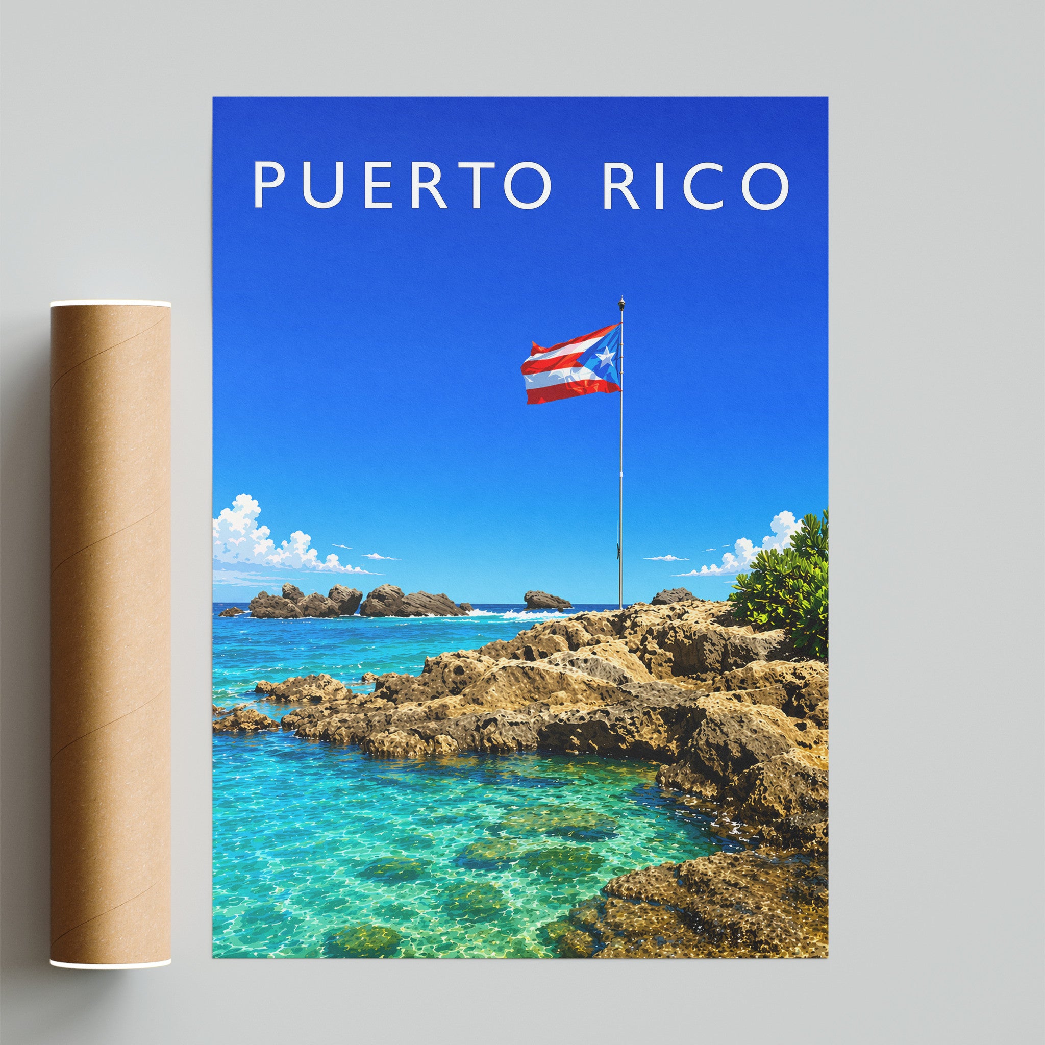 Puerto Rico Travel Poster - fine art print with shipping tube