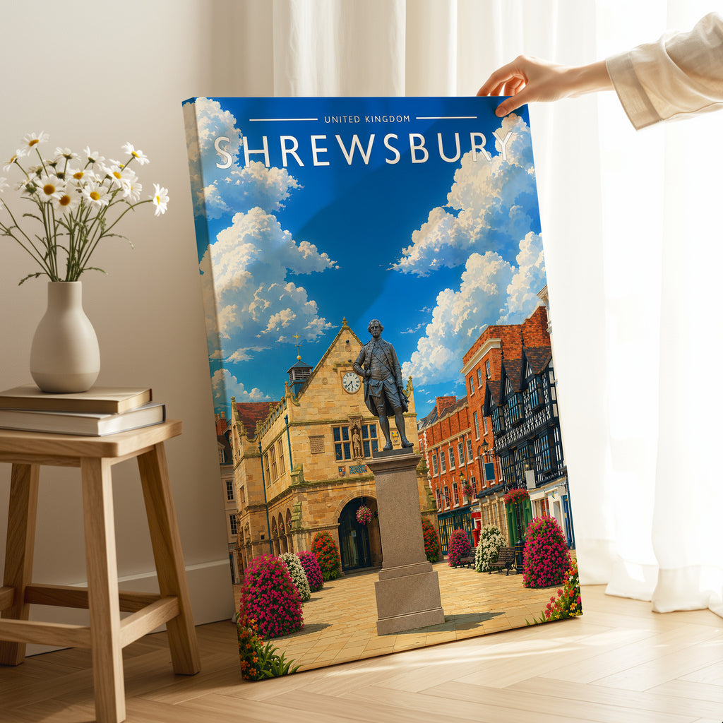 Shrewsbury Travel Poster as a gallery-wrapped canvas