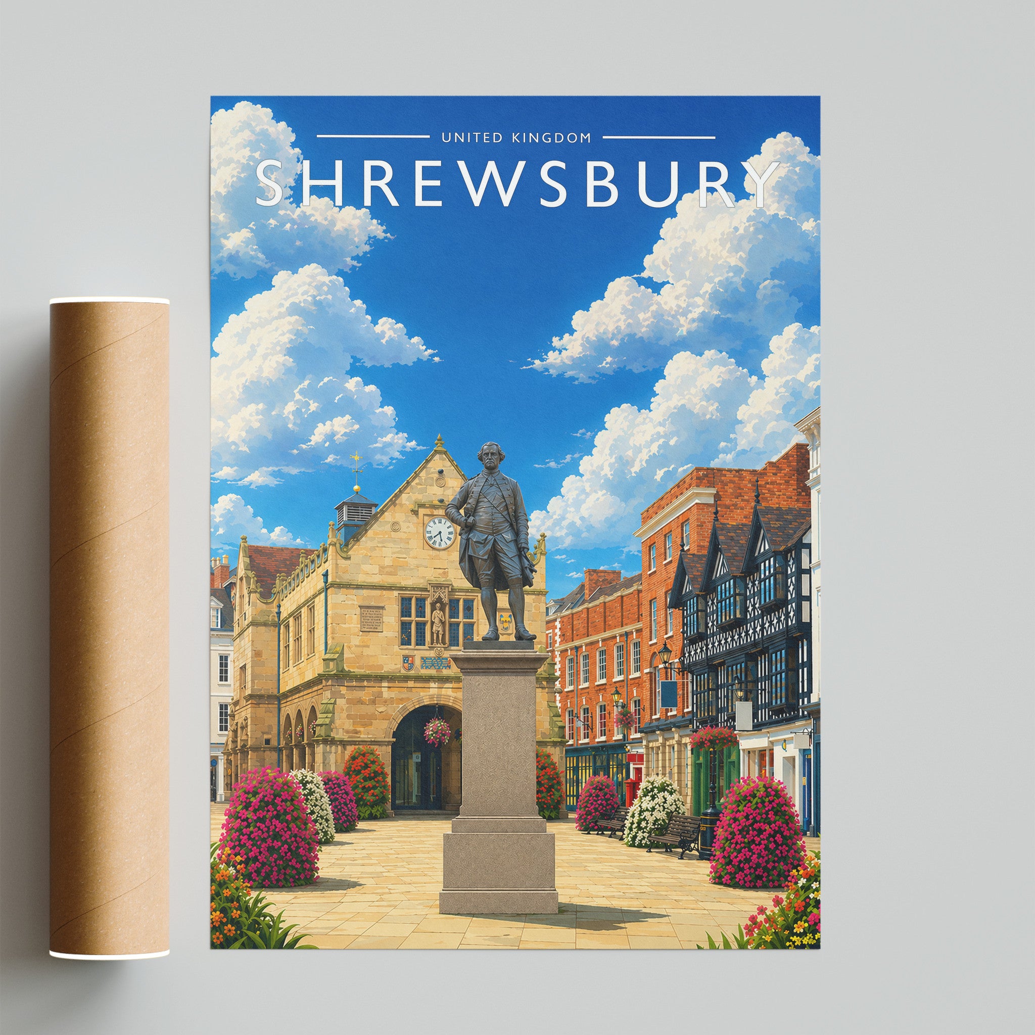 Shrewsbury Travel Poster - fine art print with shipping tube