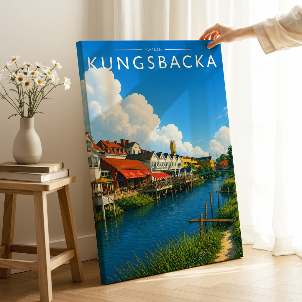 Kungsbacka Travel Poster as a gallery-wrapped canvas