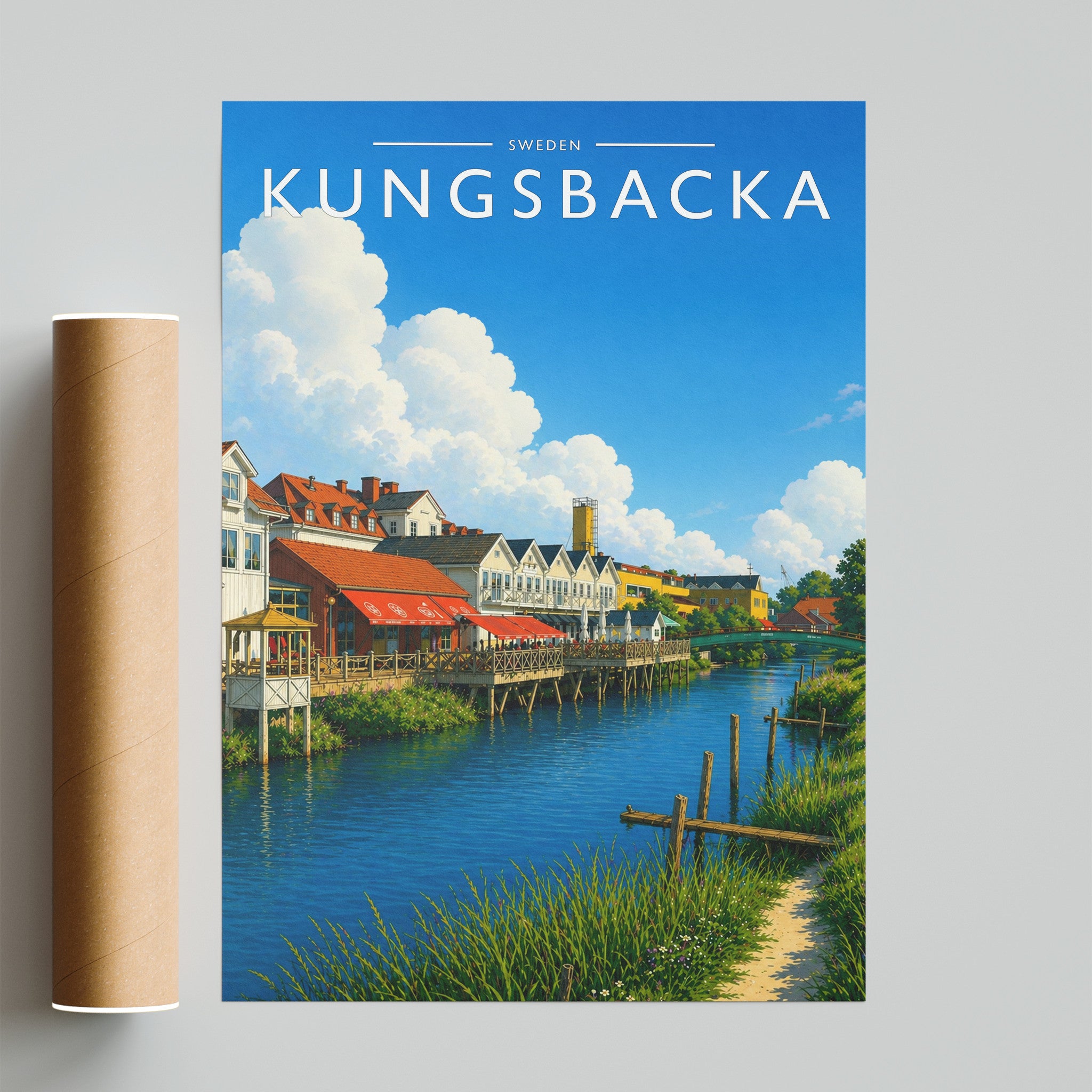 Kungsbacka Travel Poster - fine art print with shipping tube