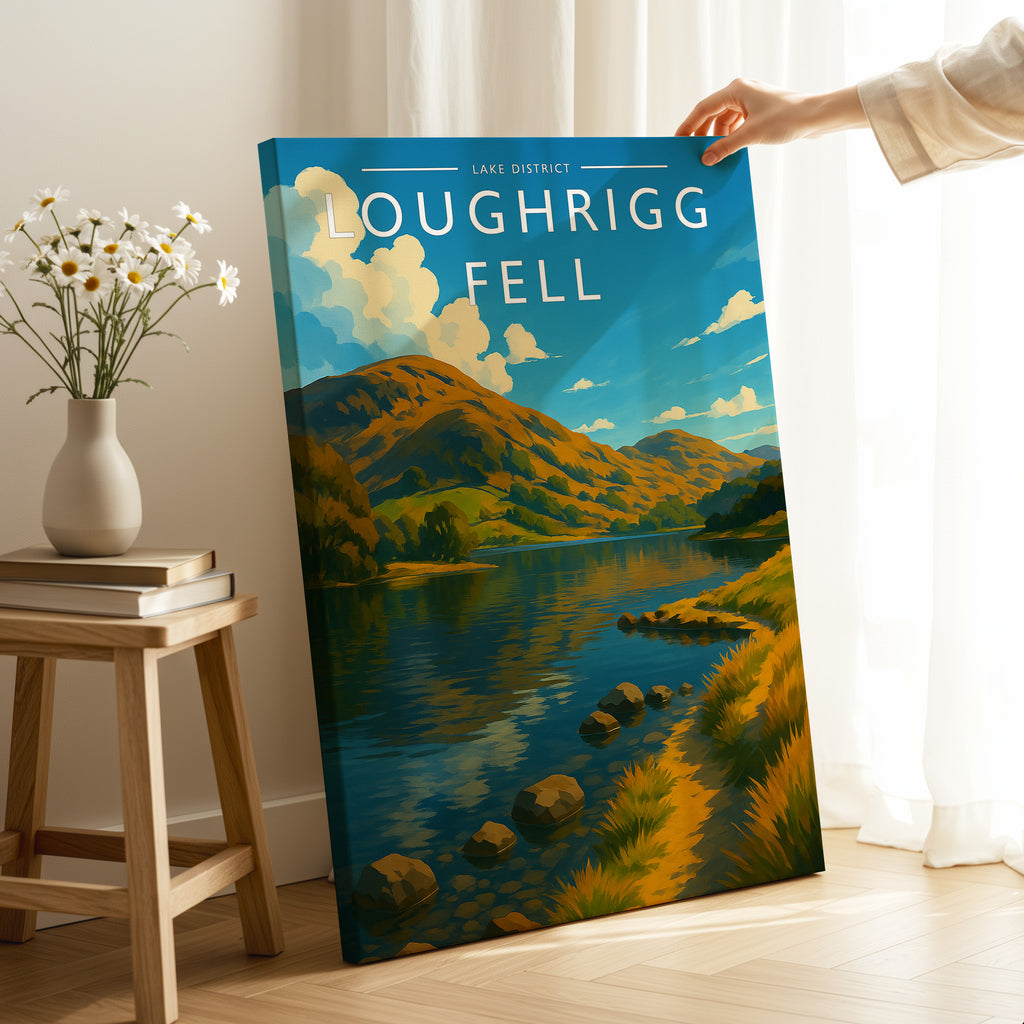 Loughrigg Fell Travel Poster as a gallery-wrapped canvas