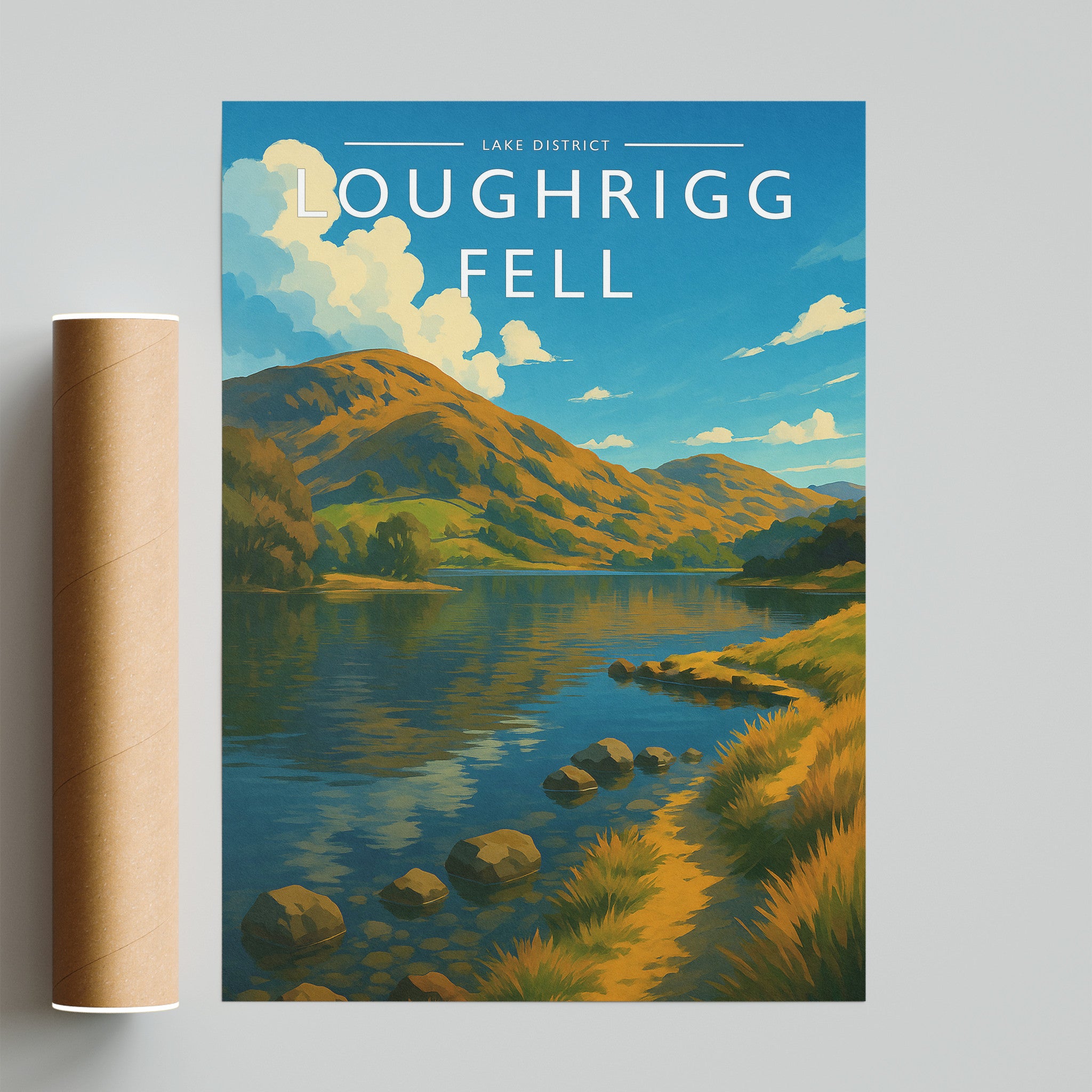 Loughrigg Fell Travel Poster - fine art print with shipping tube