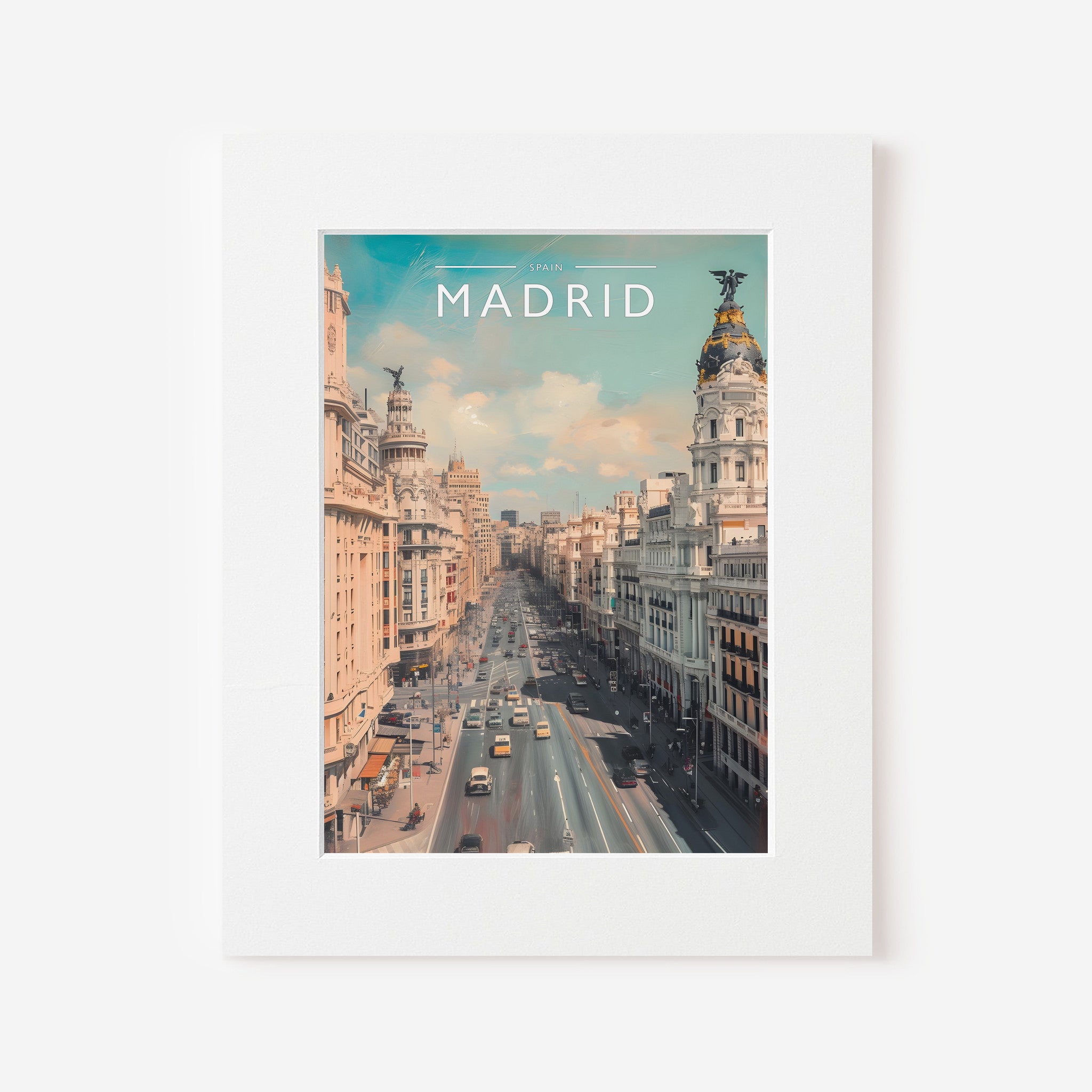 Madrid Travel Poster in a white mount