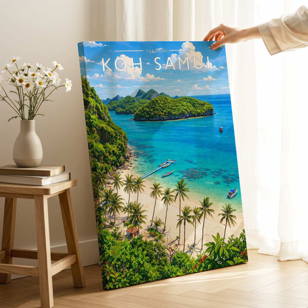 Koh Samui Travel Poster as a gallery-wrapped canvas