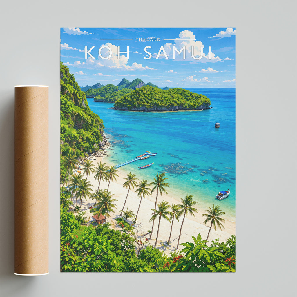 Koh Samui Travel Poster - fine art print with shipping tube