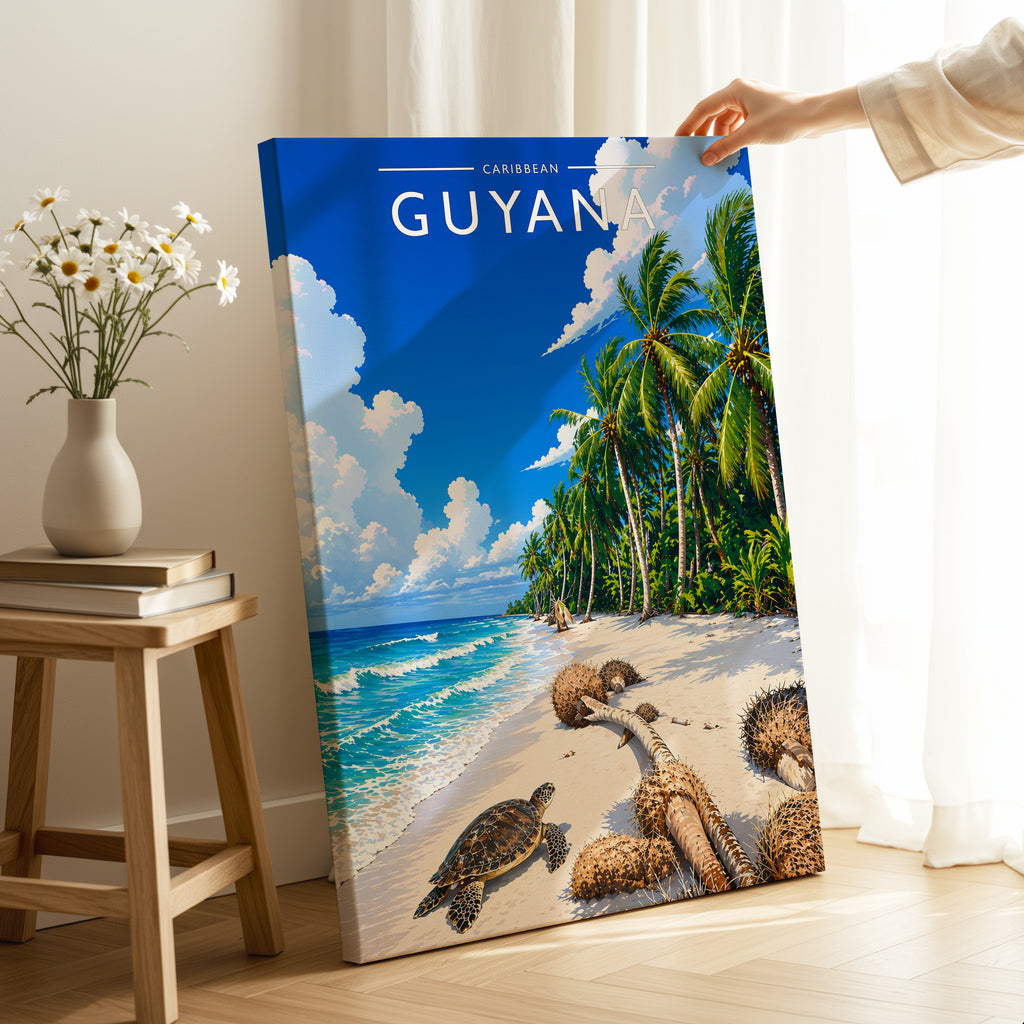 Guyana Travel Poster as a gallery-wrapped canvas