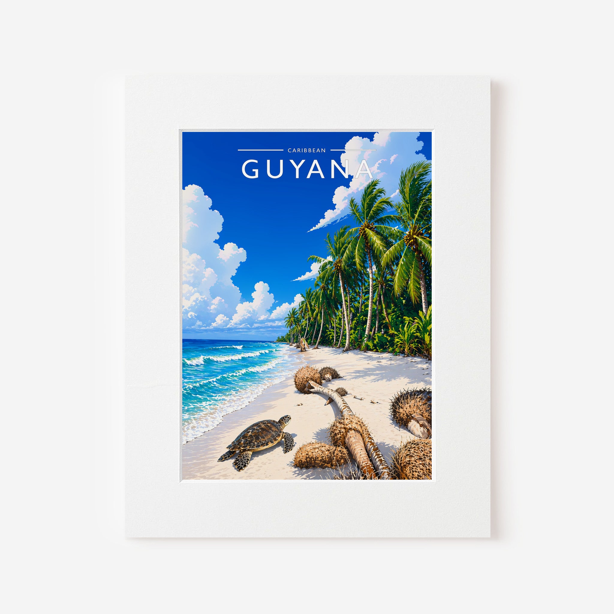 Guyana Travel Poster in a white mount