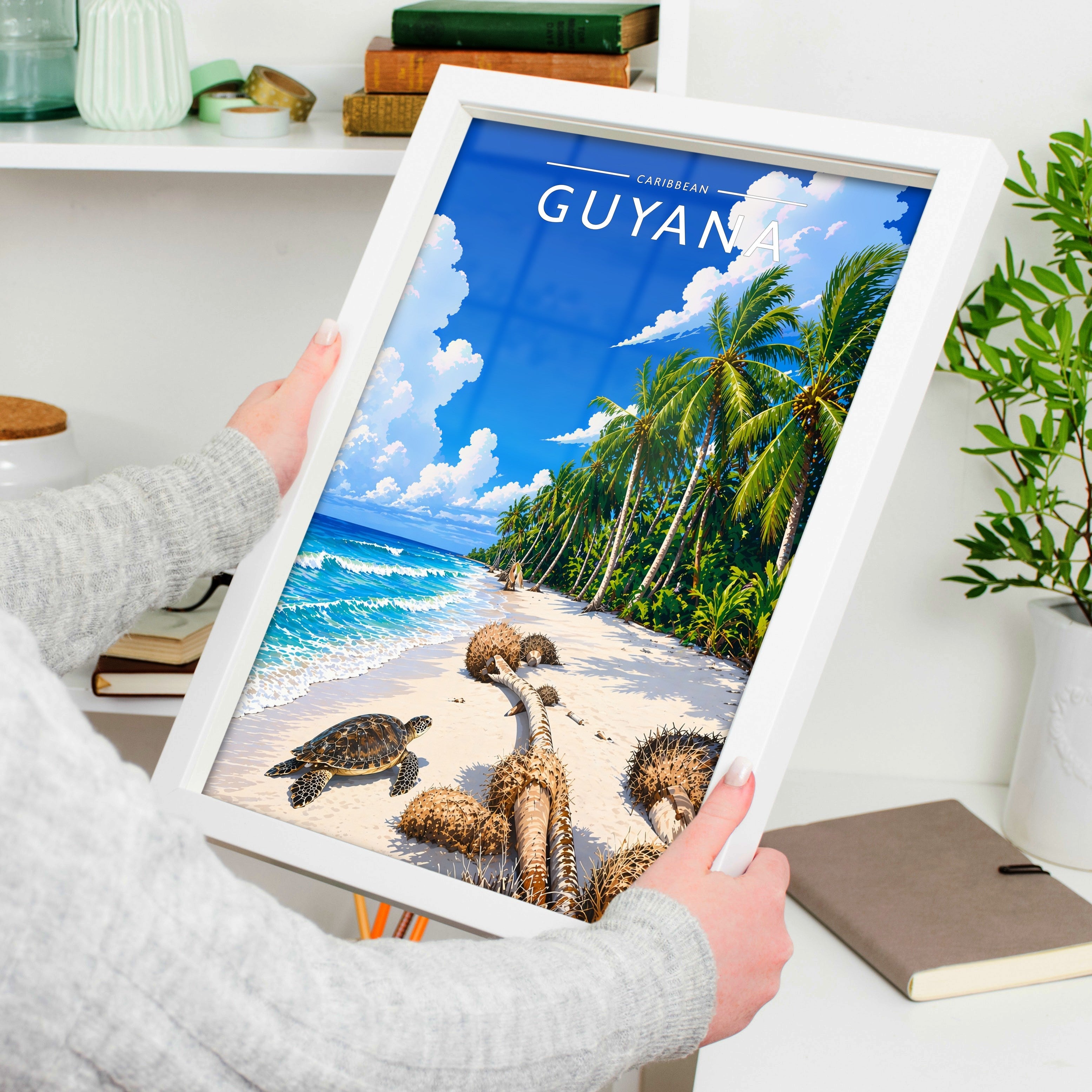 Guyana Travel Poster held in a white frame