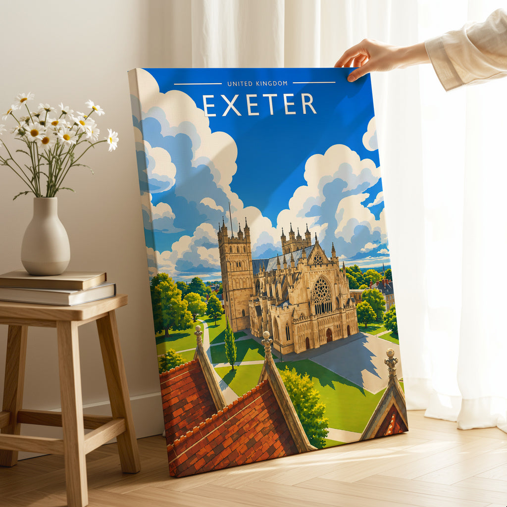 Exeter Travel Poster as a gallery-wrapped canvas