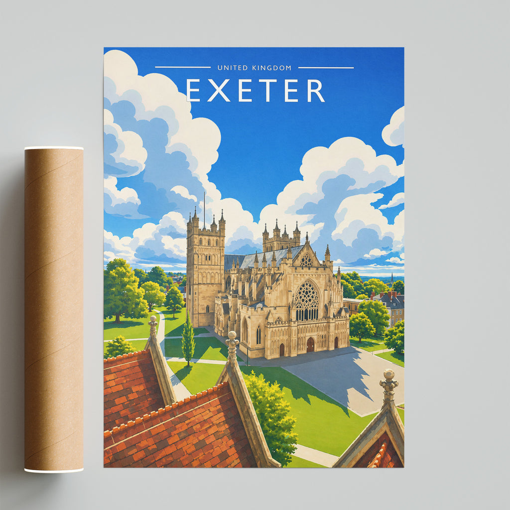 Exeter Travel Poster - fine art print with shipping tube