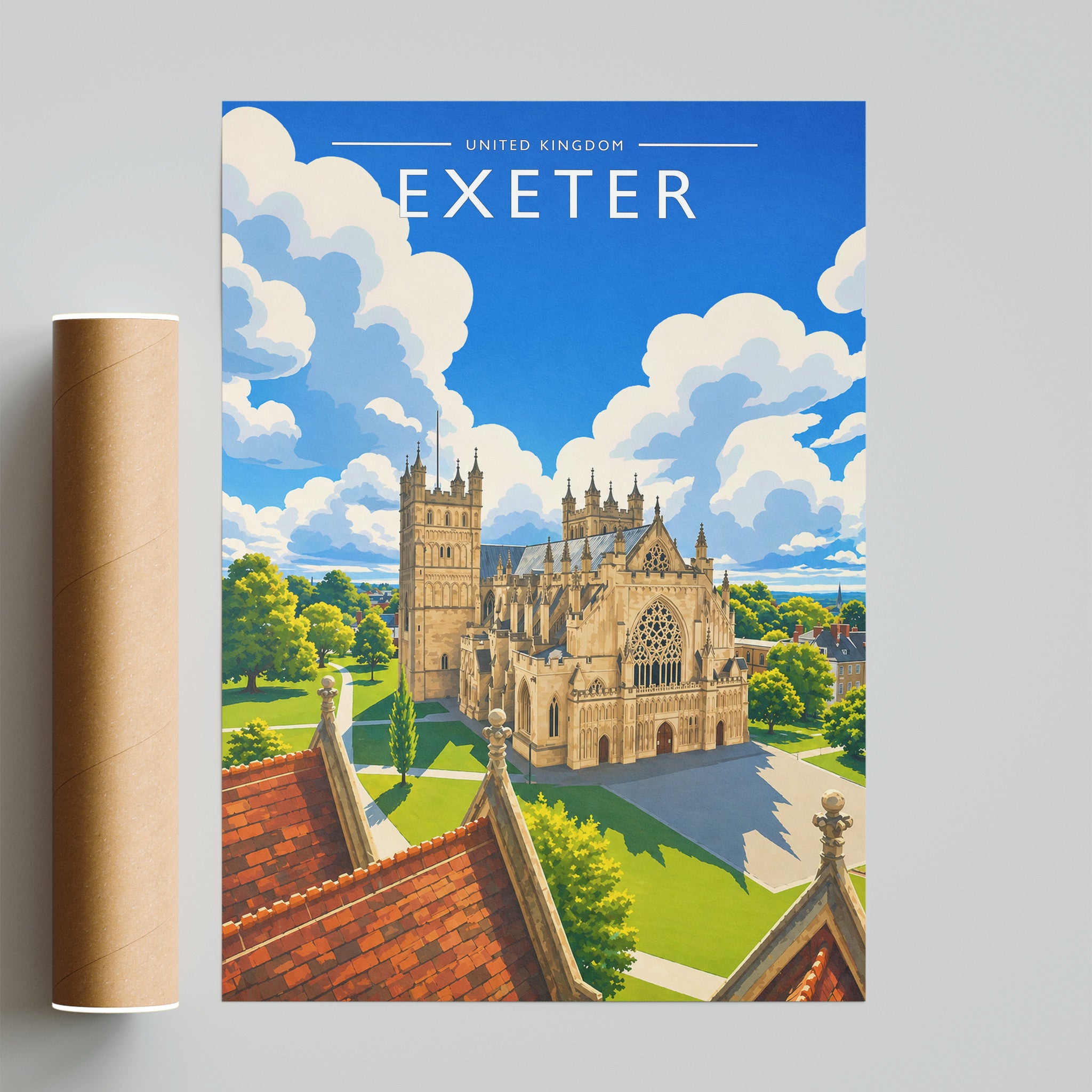 Exeter Travel Poster - fine art print with shipping tube