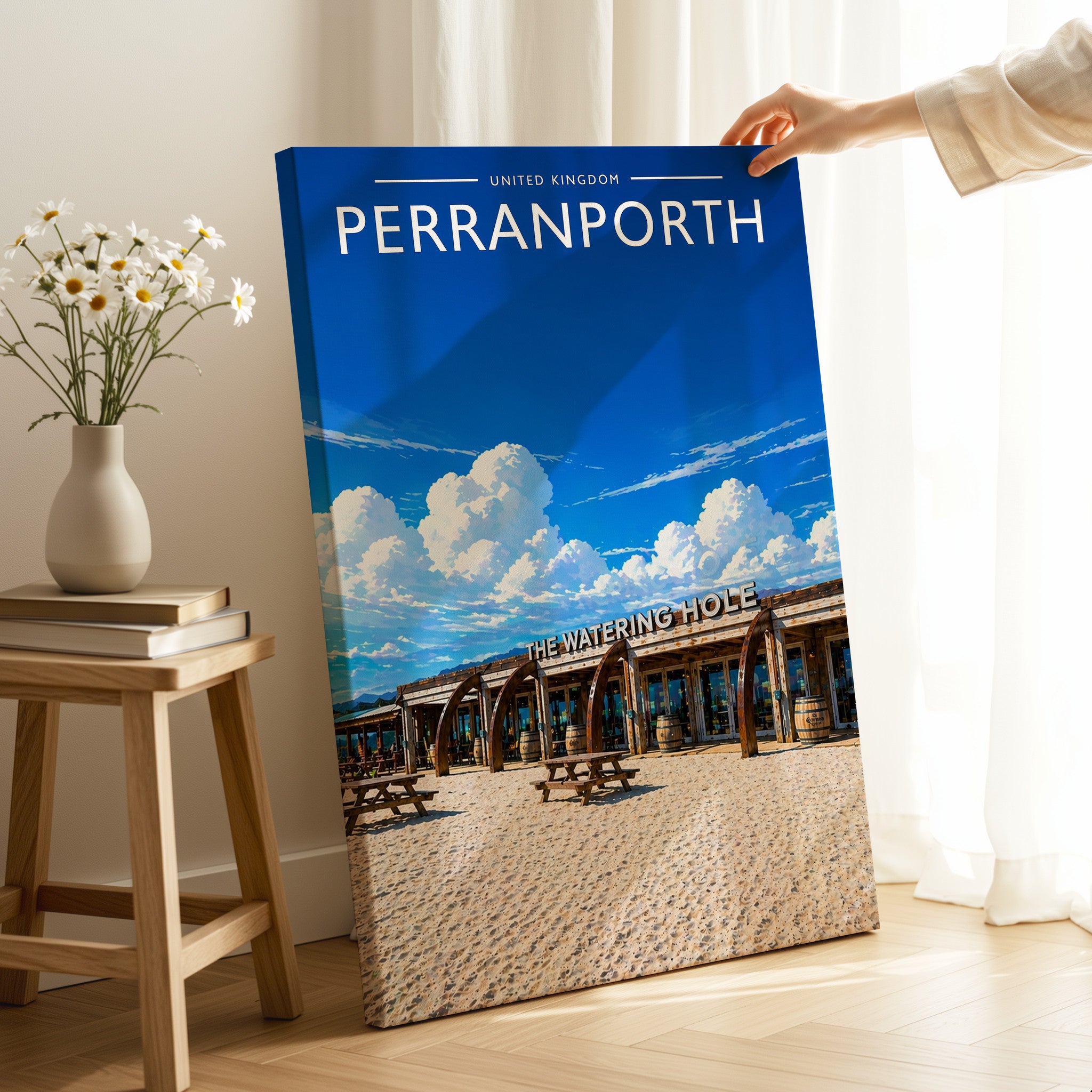 Perranporth Travel Poster as a gallery-wrapped canvas