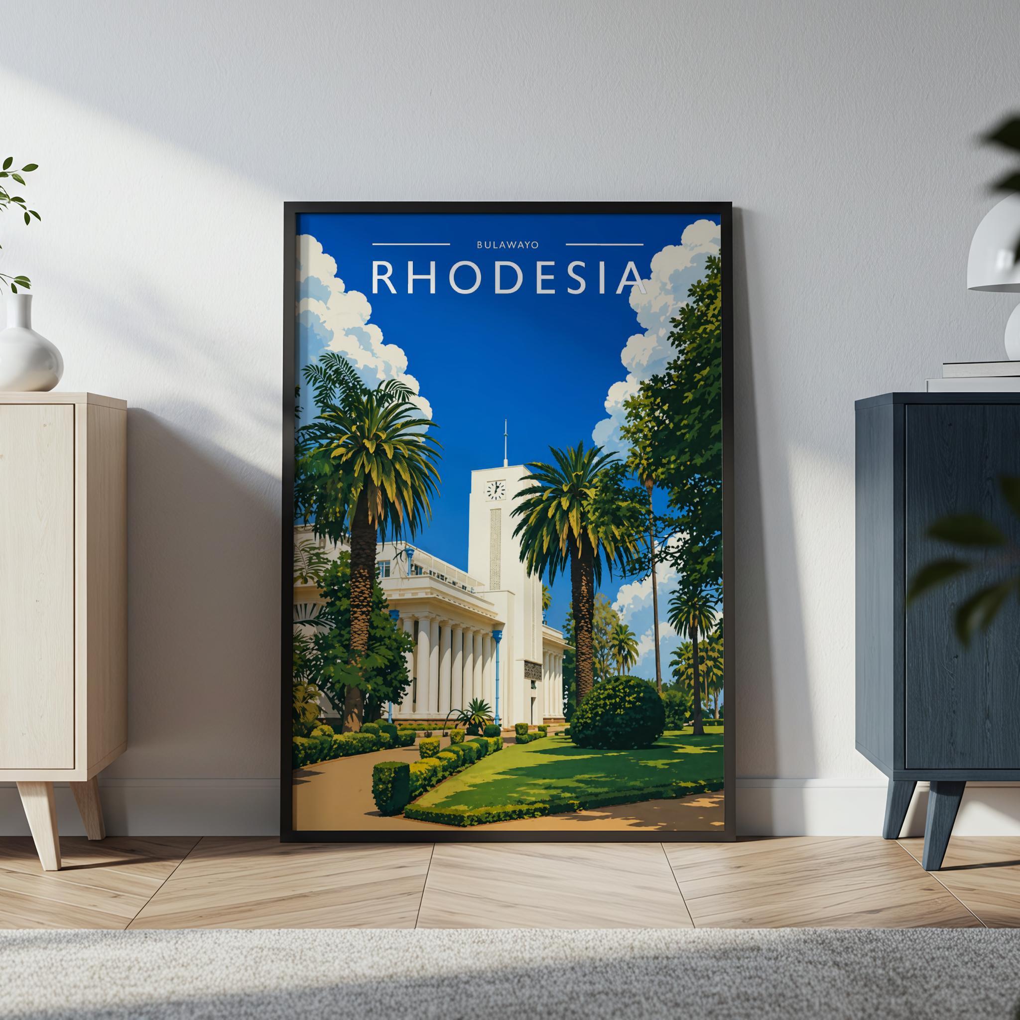 Bulawayo Travel Poster in a black frame