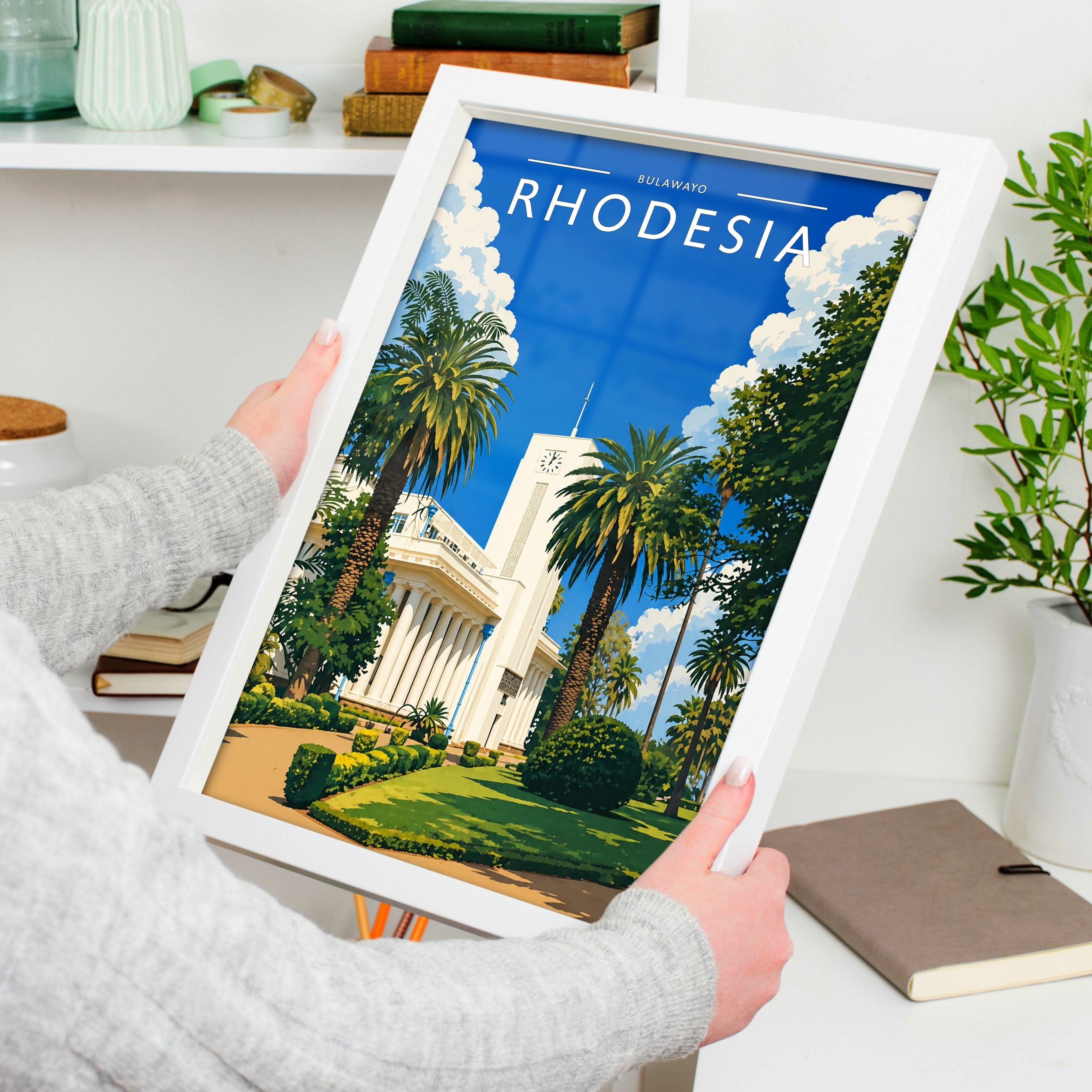 Bulawayo Travel Poster held in a white frame