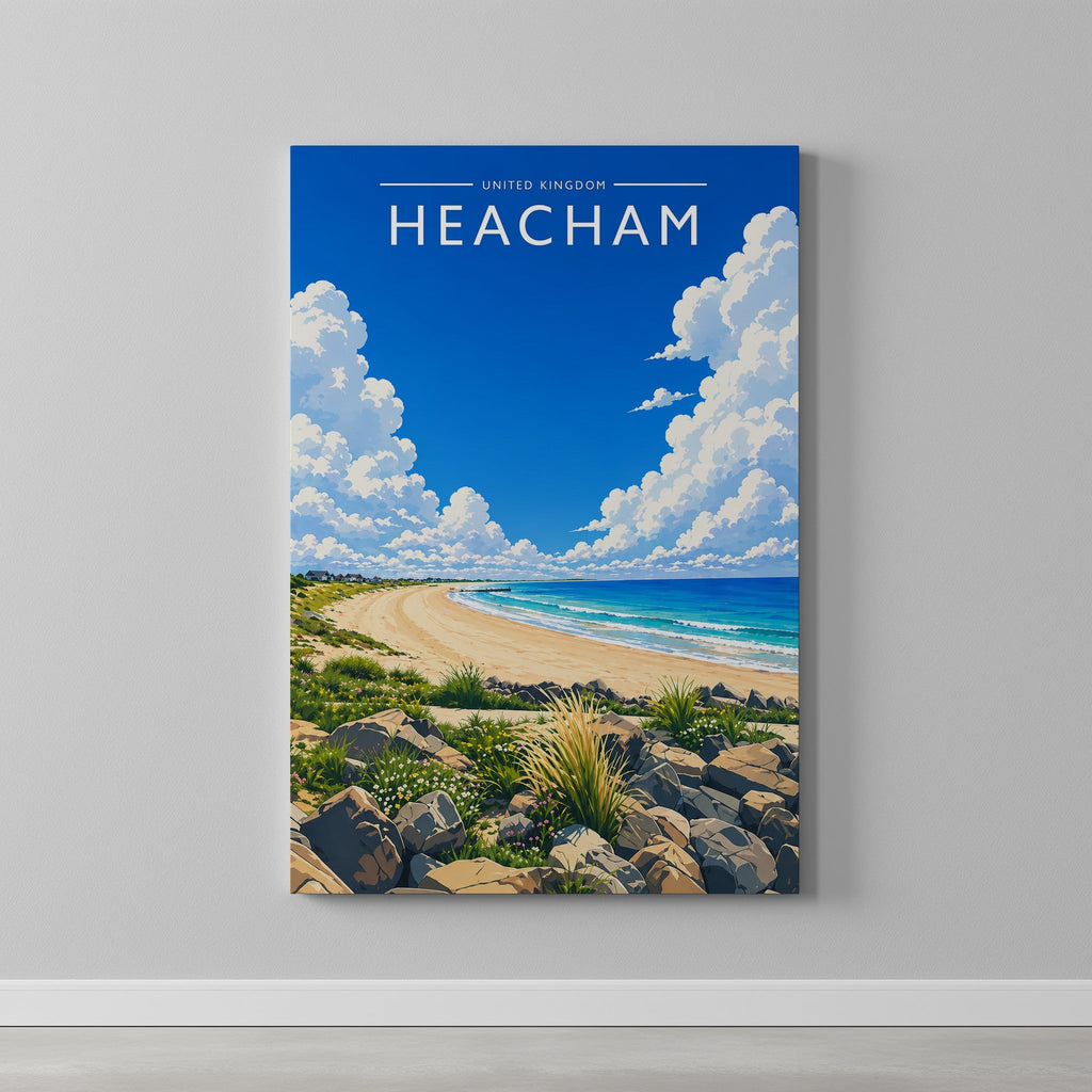Heacham #3 Travel Poster as a gallery-wrapped canvas on a plain wall