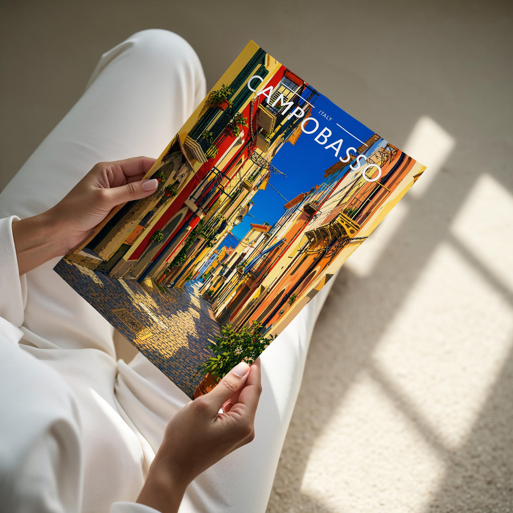 Campobasso Travel Poster - A4 print held in hand