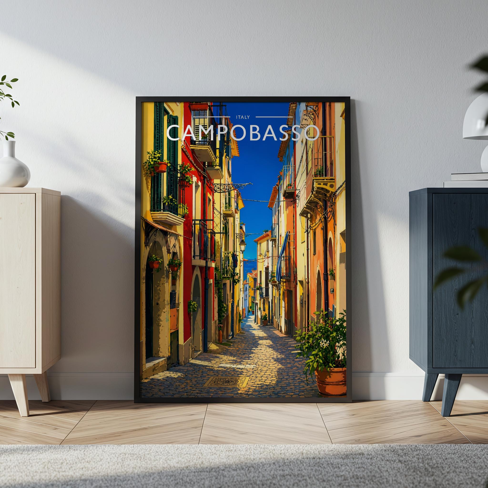 Campobasso Travel Poster in a black frame