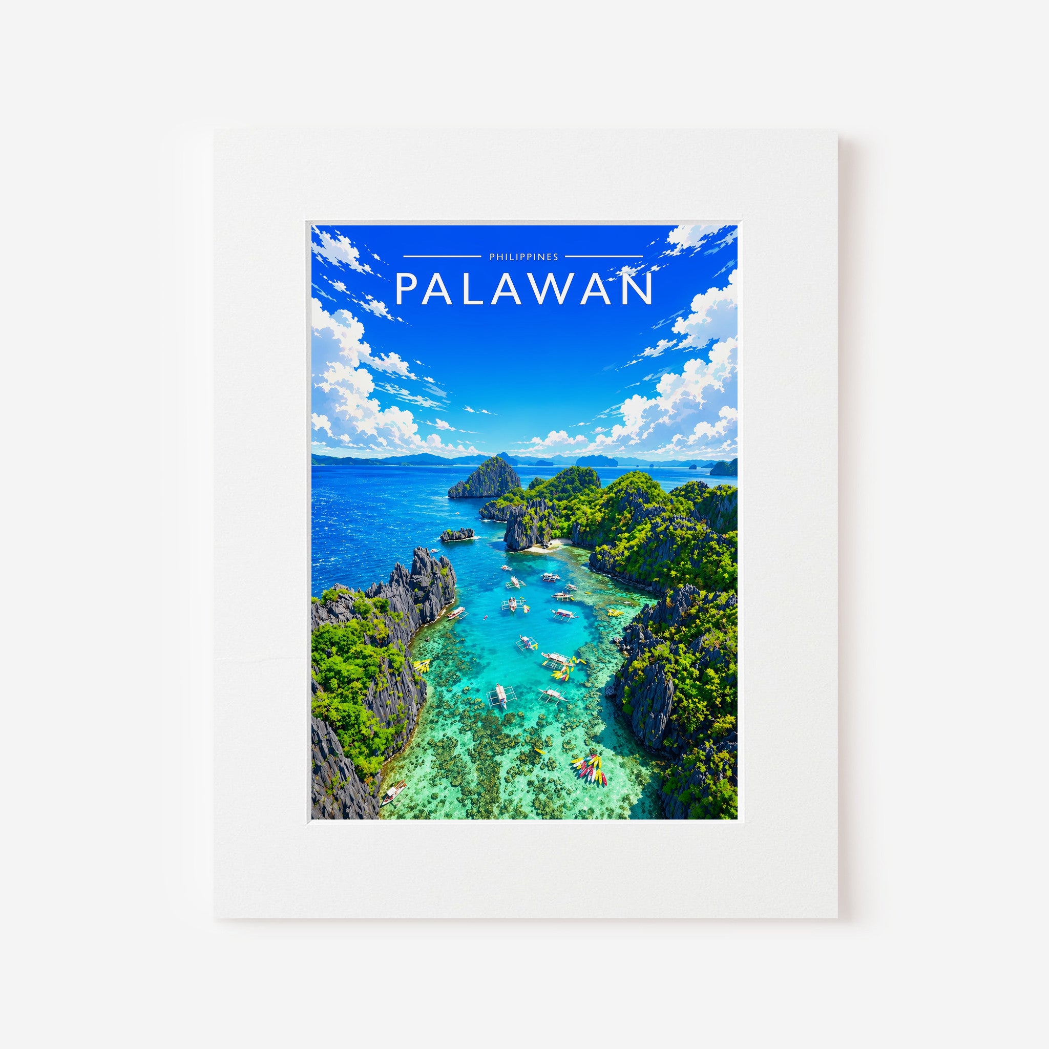 Palawan Travel Poster in a white mount