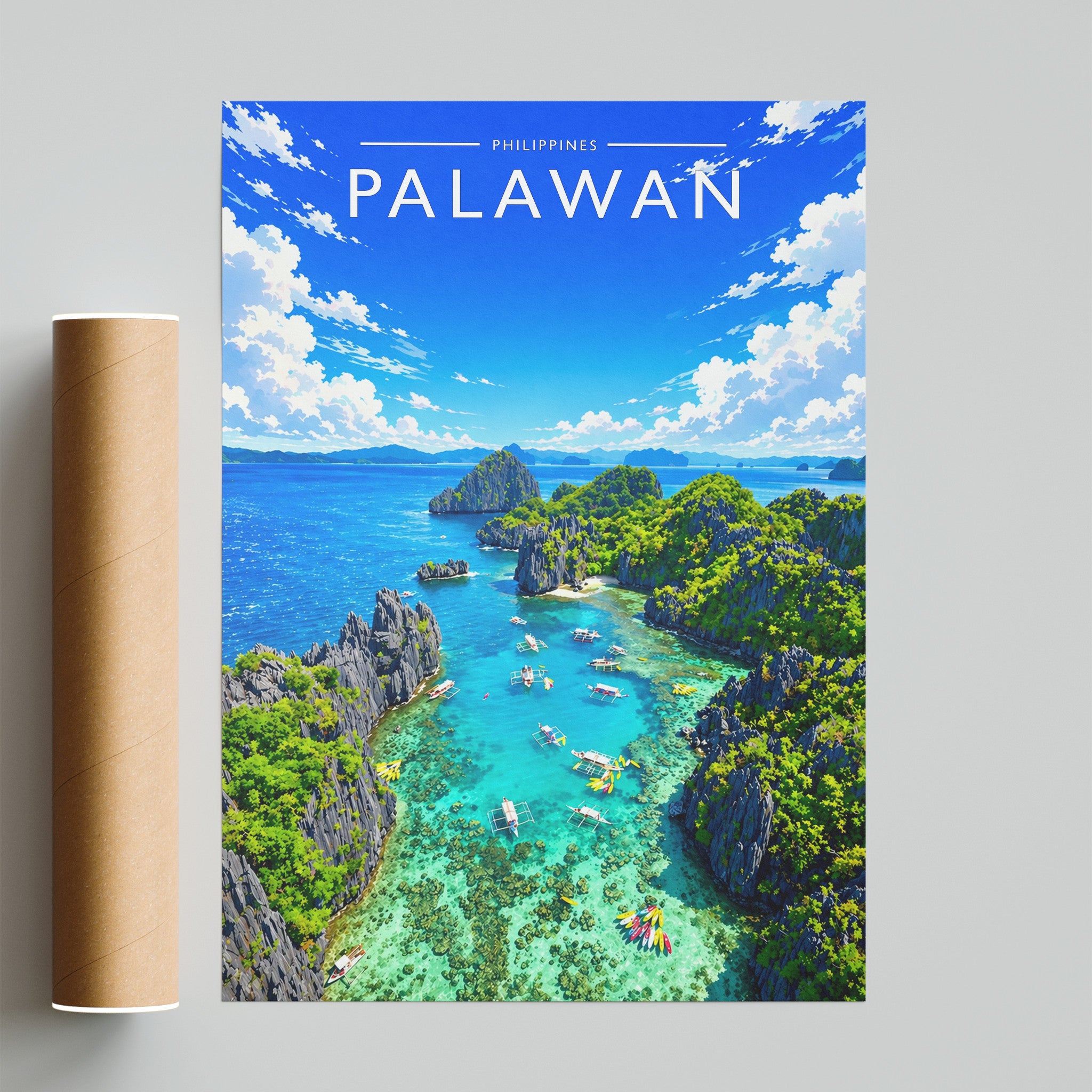 Palawan Travel Poster - fine art print with shipping tube