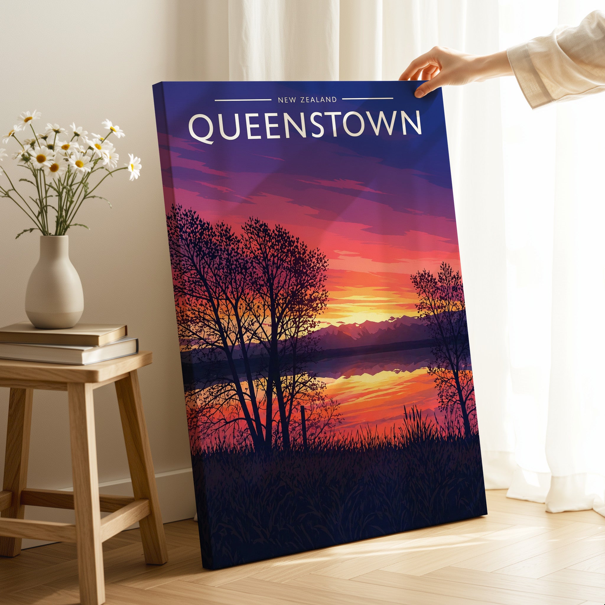 Queenstown Travel Poster as a gallery-wrapped canvas