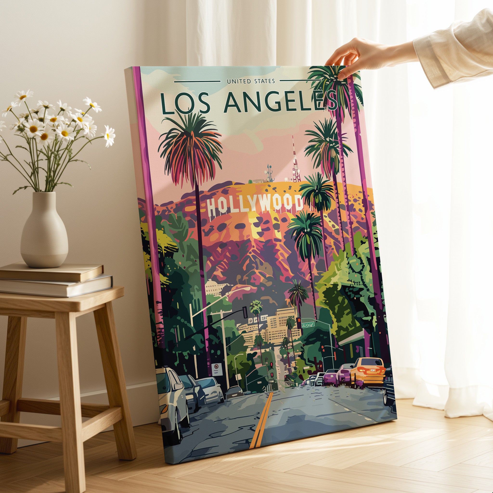 Los Angeles Travel Poster as a gallery-wrapped canvas