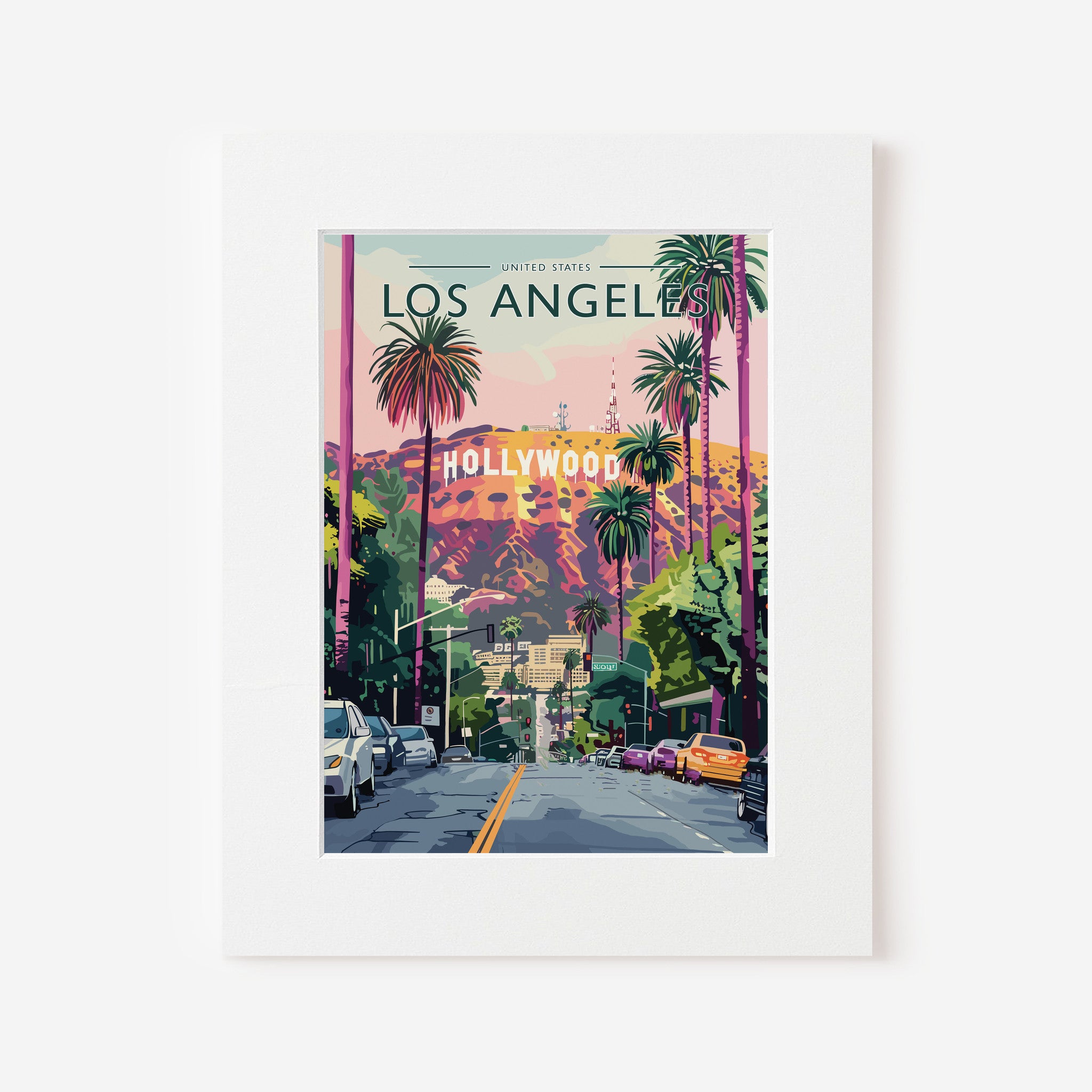 Los Angeles Travel Poster in a white mount